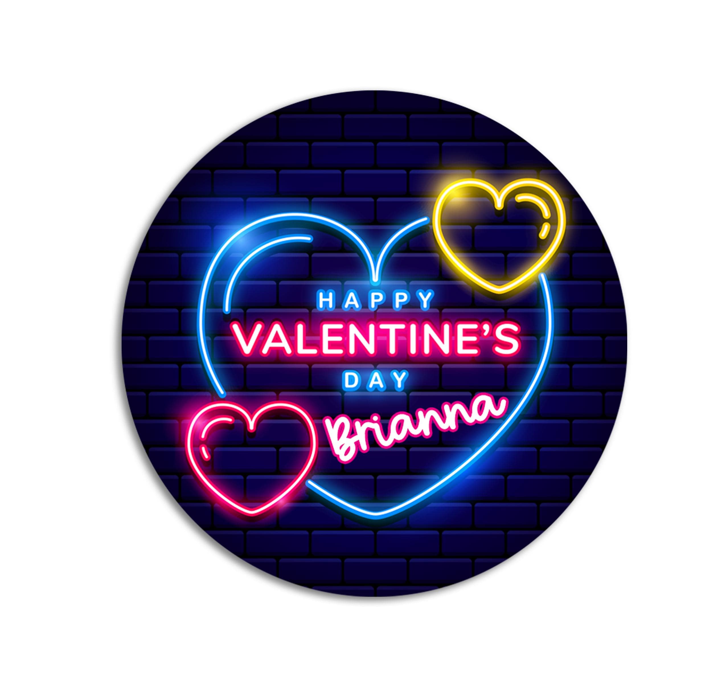 Valentines Day Neon Hearts Stickers, Personalized Valentine Round Labels, Classroom Valentines for School, Valentine Treat Bags