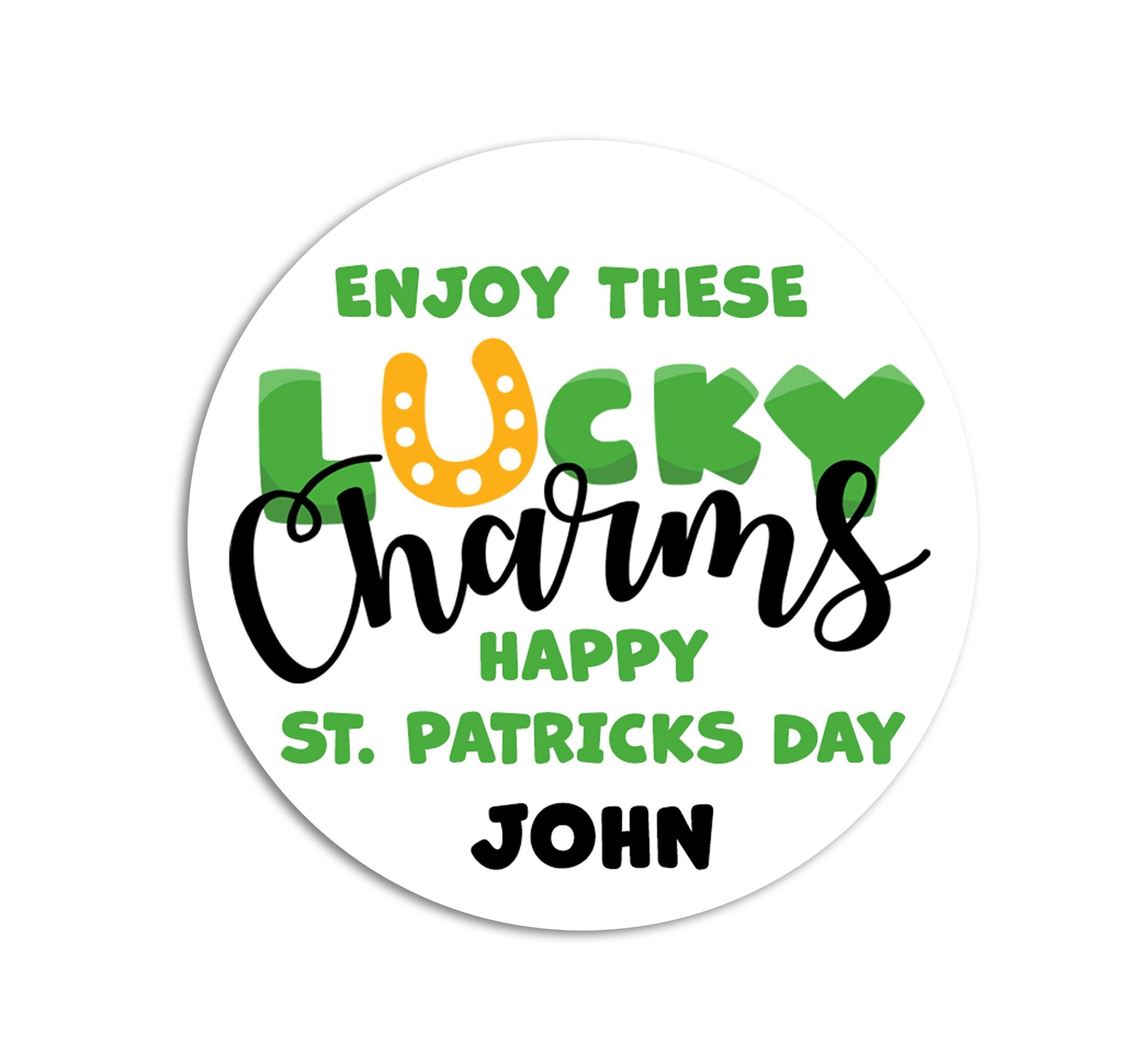 St. Patricks Day Stickers, Personalized Lucky Charms Round Stickers, St. Patrick's Day Classroom Stickers, Treat Bag Stickers