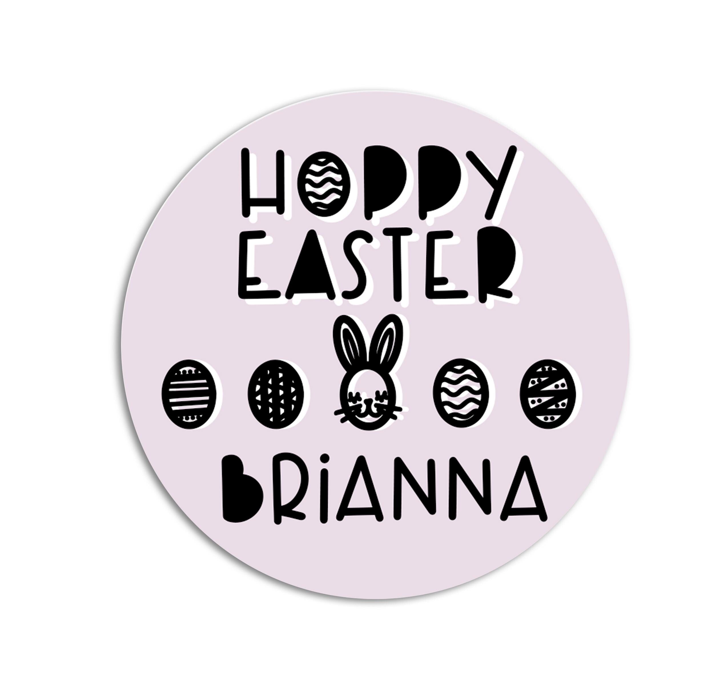 Easter Stickers, HOPPY Easter Pink, Personalized Easter Stickers, Kids Easter Treat Bags, Easter Labels for Favors, Easter Classroom