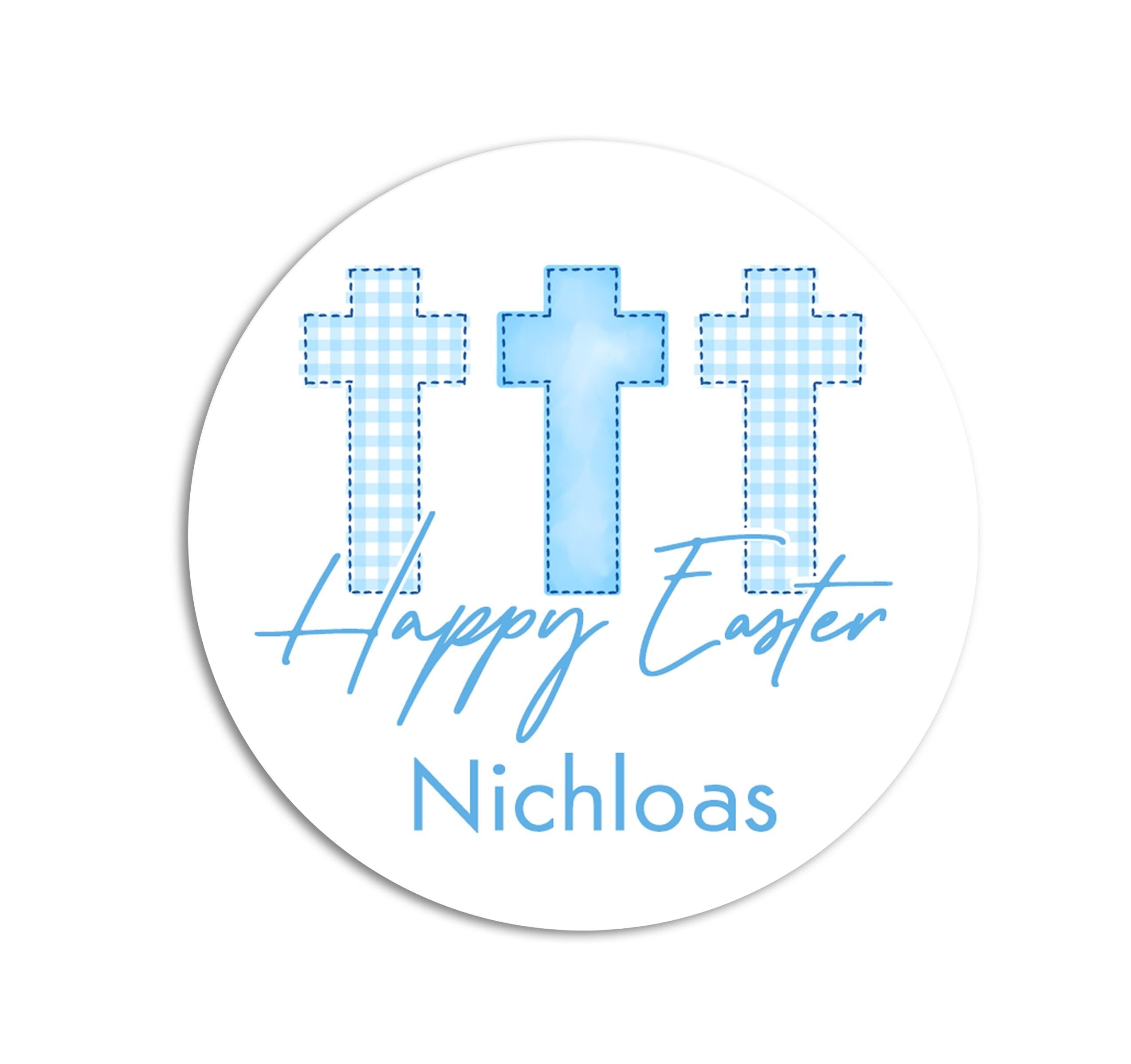 Easter Stickers, Cross Blue, Personalized Easter Stickers, Kids Easter Treat Bags, Easter Labels for Favors, Easter Classroom