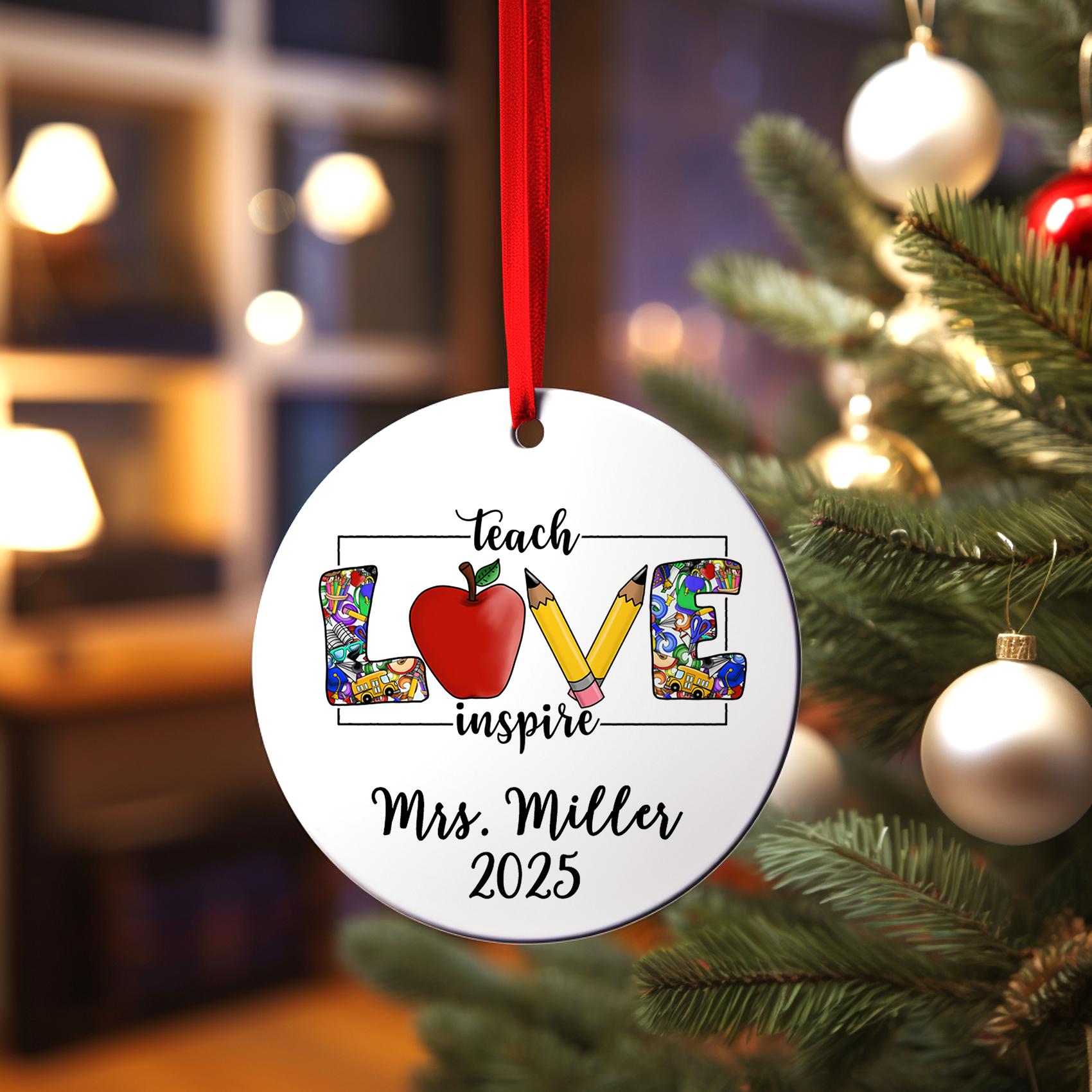 Teacher Christmas Ornament, Personalized Santa's Favorite Teacher Christmas Gift