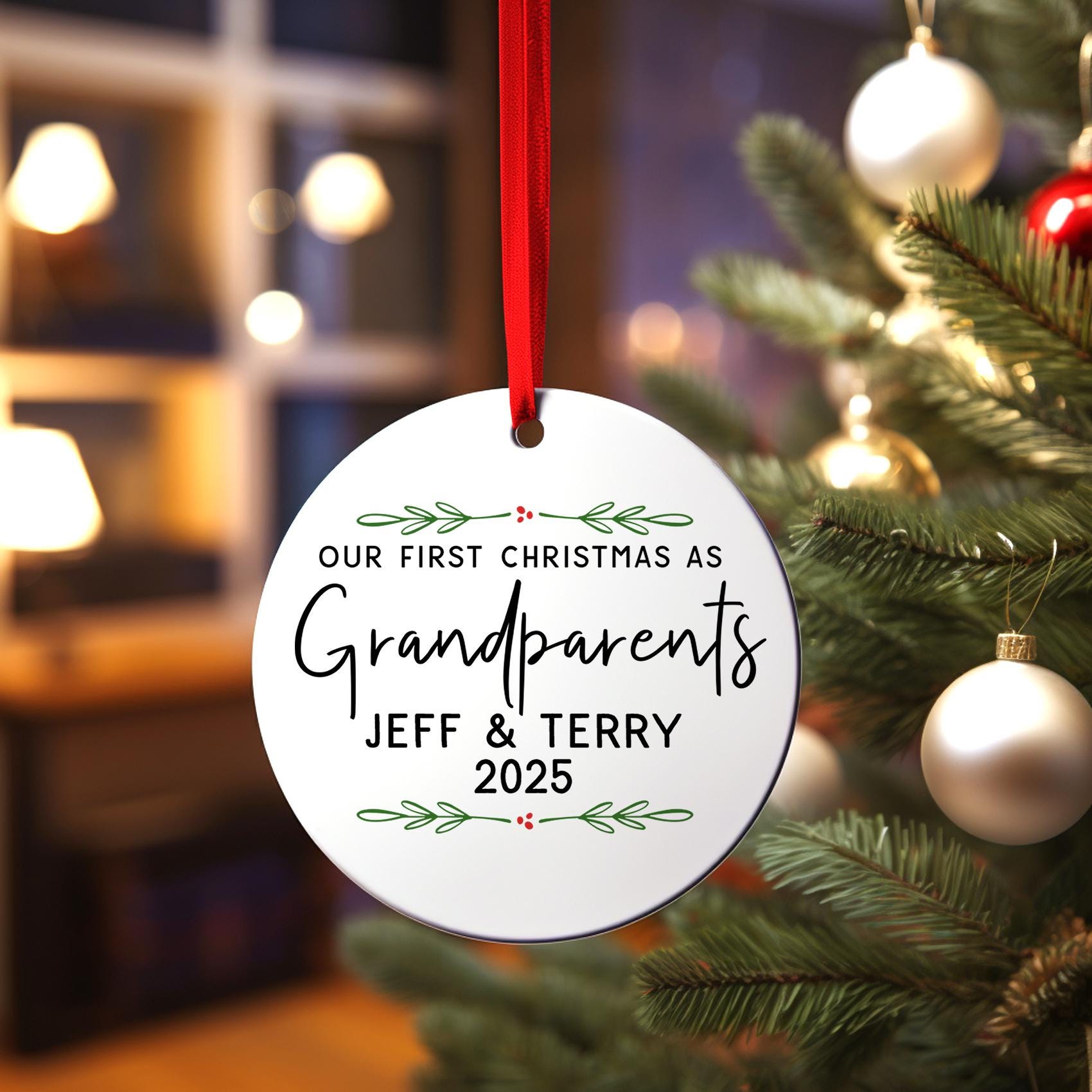 Our First Christmas as Grandparents Ornament, Personalized gift for Grandma or Grandpa
