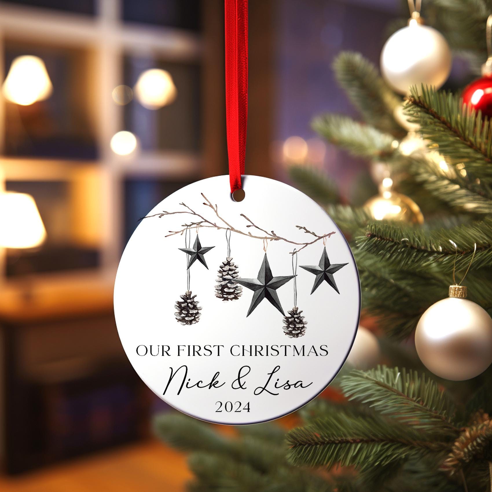 Married Christmas Ornament, Personalized Our First Christmas Together