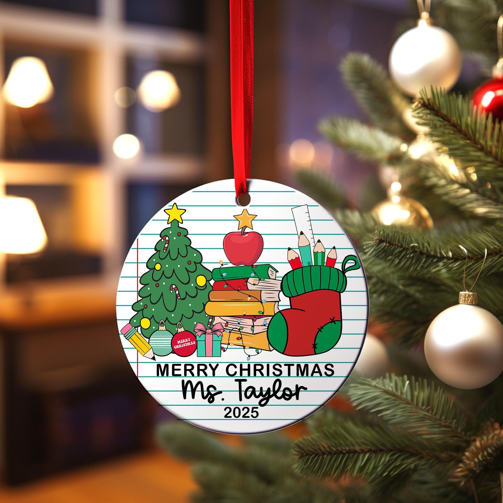 Teacher Keepsake Christmas Ornament, Personalized Appreciation Gift from Student