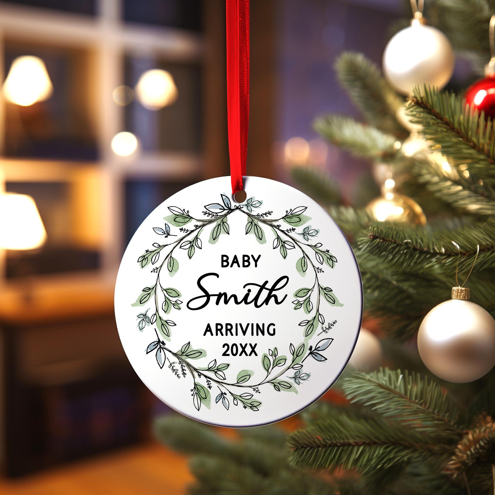 Baby on the Way Christmas Ornament, Personalized Coming Soon First Christmas