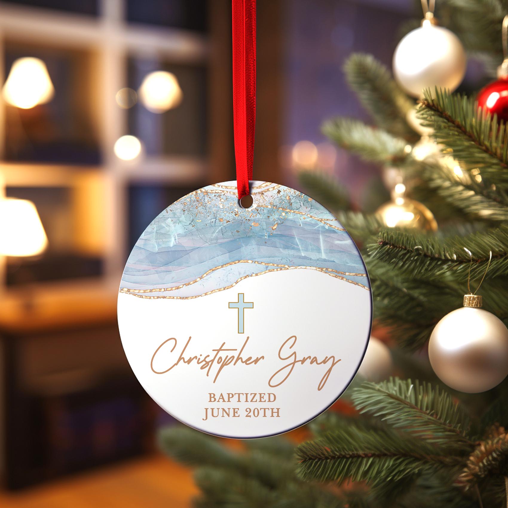 Personalized Baptism Ornament| Baptism Gift for Boy or Girl | Personalized Communion Christmas Ornament | Godson God Daughter Christmas gift