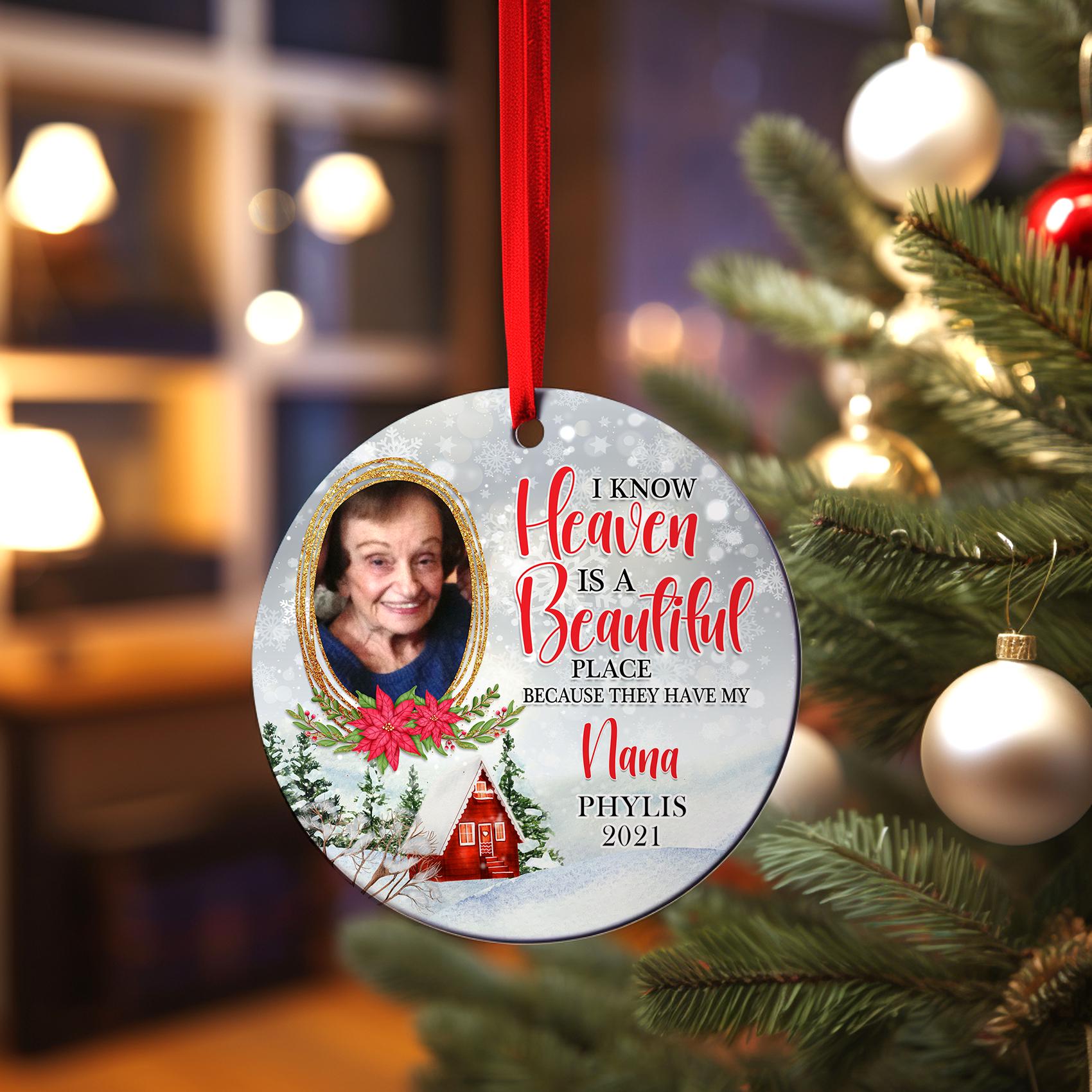 Memorial Photo Christmas Ornament, Personalized In Loving Memory Gift