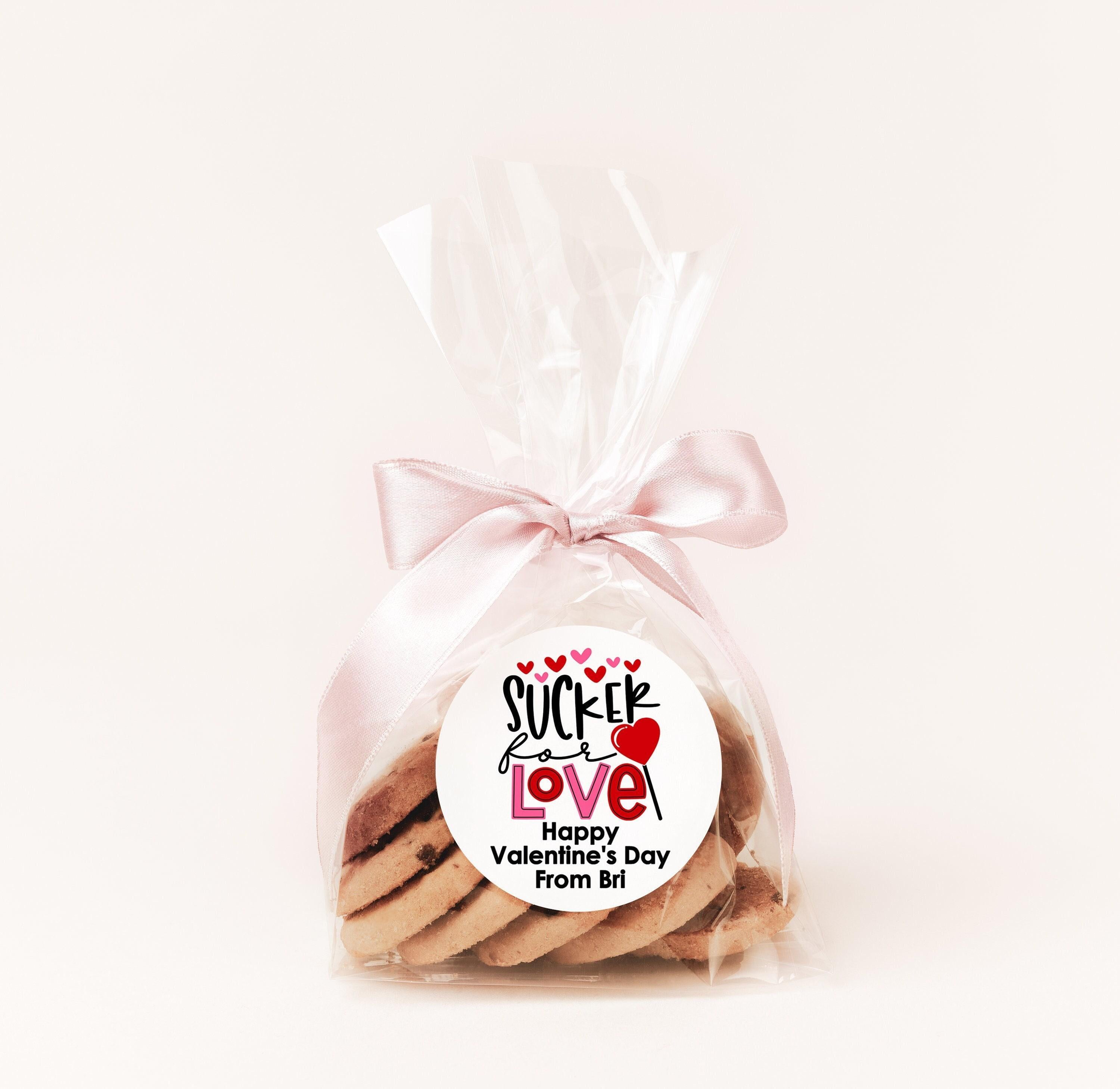Sucker For You Valentines - Personalized Valentine Round Sticker Labels - Classroom Valentines for School