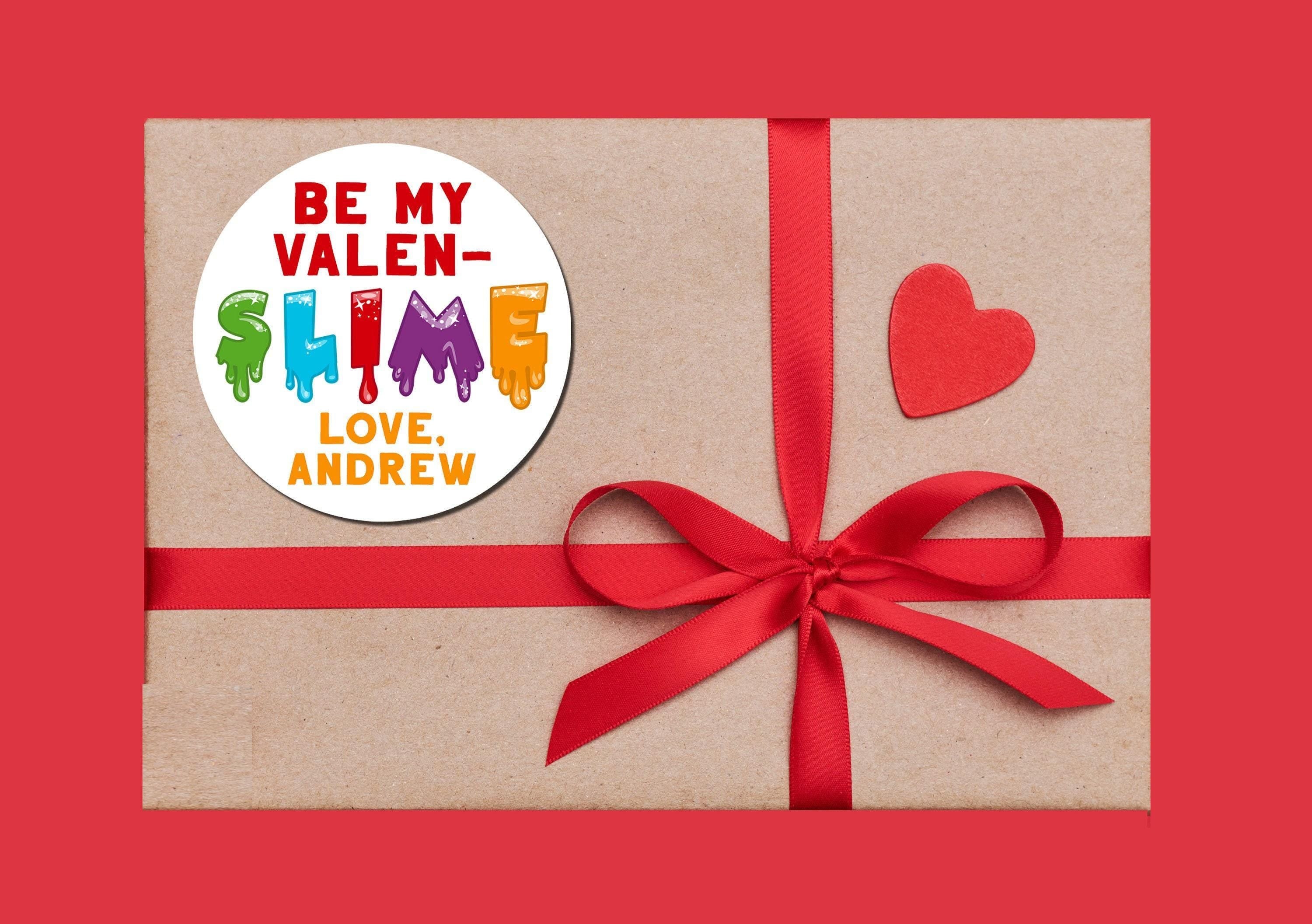 Be My Valen-SLIME - Slime Valentines - Personalized Valentine Round Sticker Labels - Classroom Valentines for School