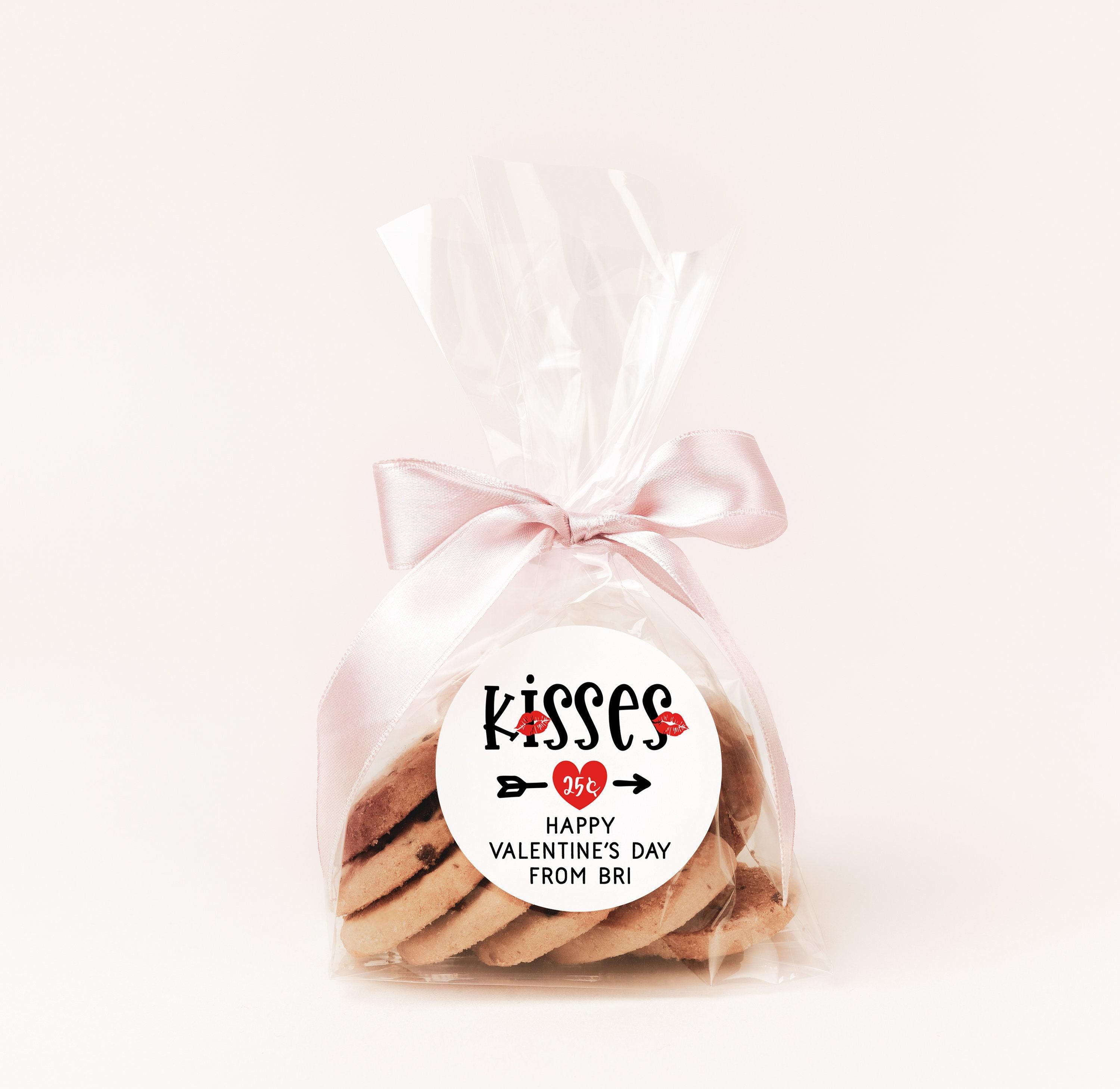 Kisses For Twenty Five Cents Chocolate Valentines Day Stickers - Personalized Valentine Sticker Labels - Classroom Valentines for School