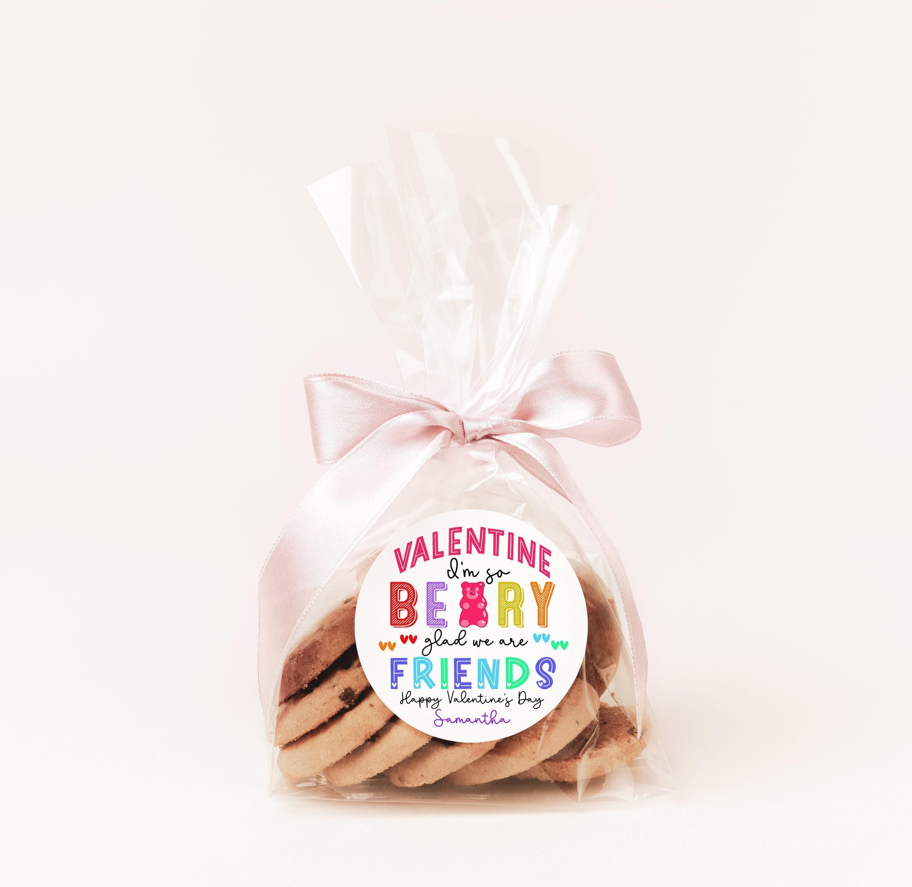 I'm Beary Glad We're Friends Valentines Day Stickers - Personalized Gummy Bear Valentine Sticker Labels - Classroom Valentines for School