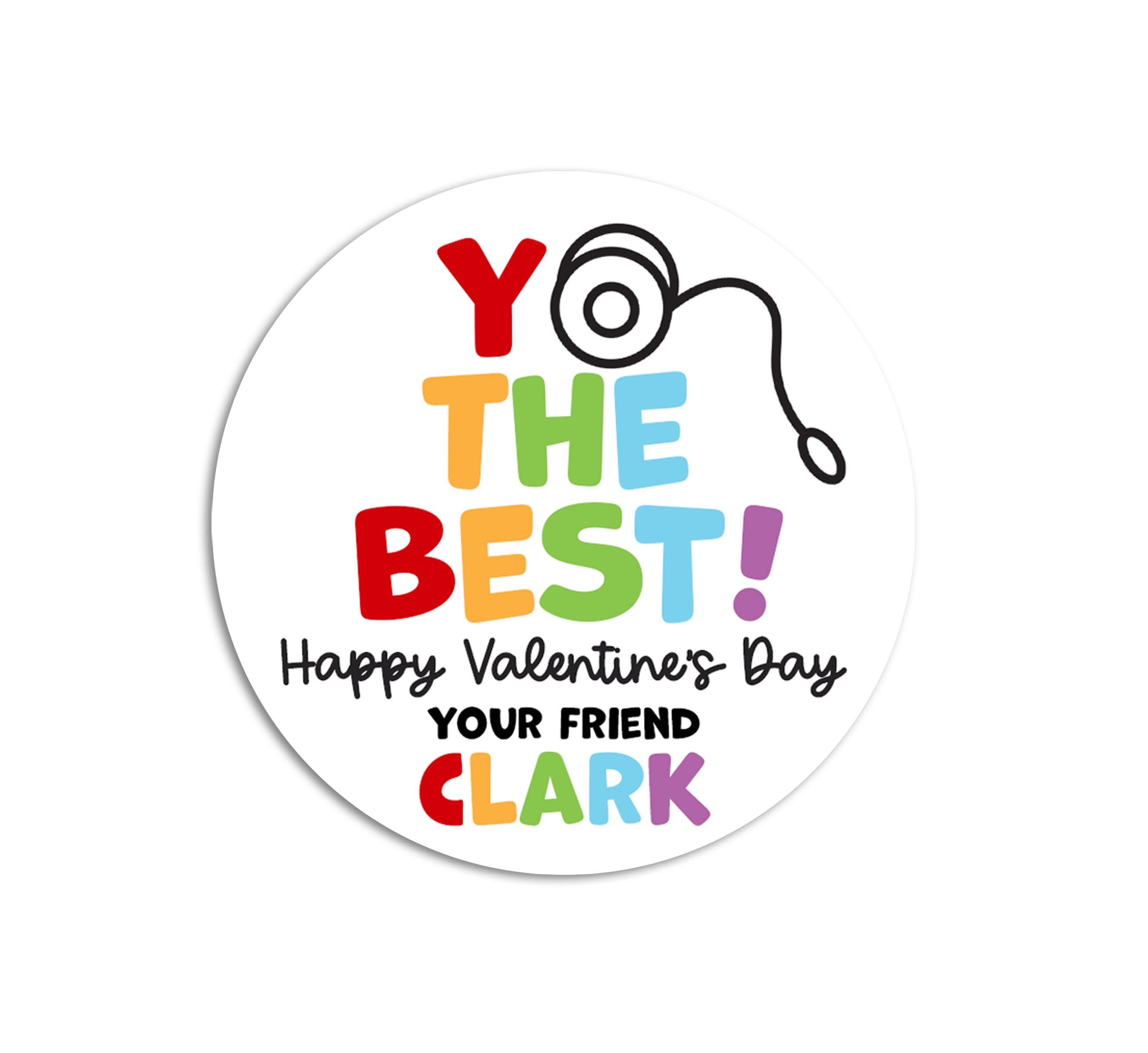 Yo Yo The Best Valentines Day Stickers, Personalized Valentine Round Labels, Classroom Valentines for School, Valentine Treat Bags