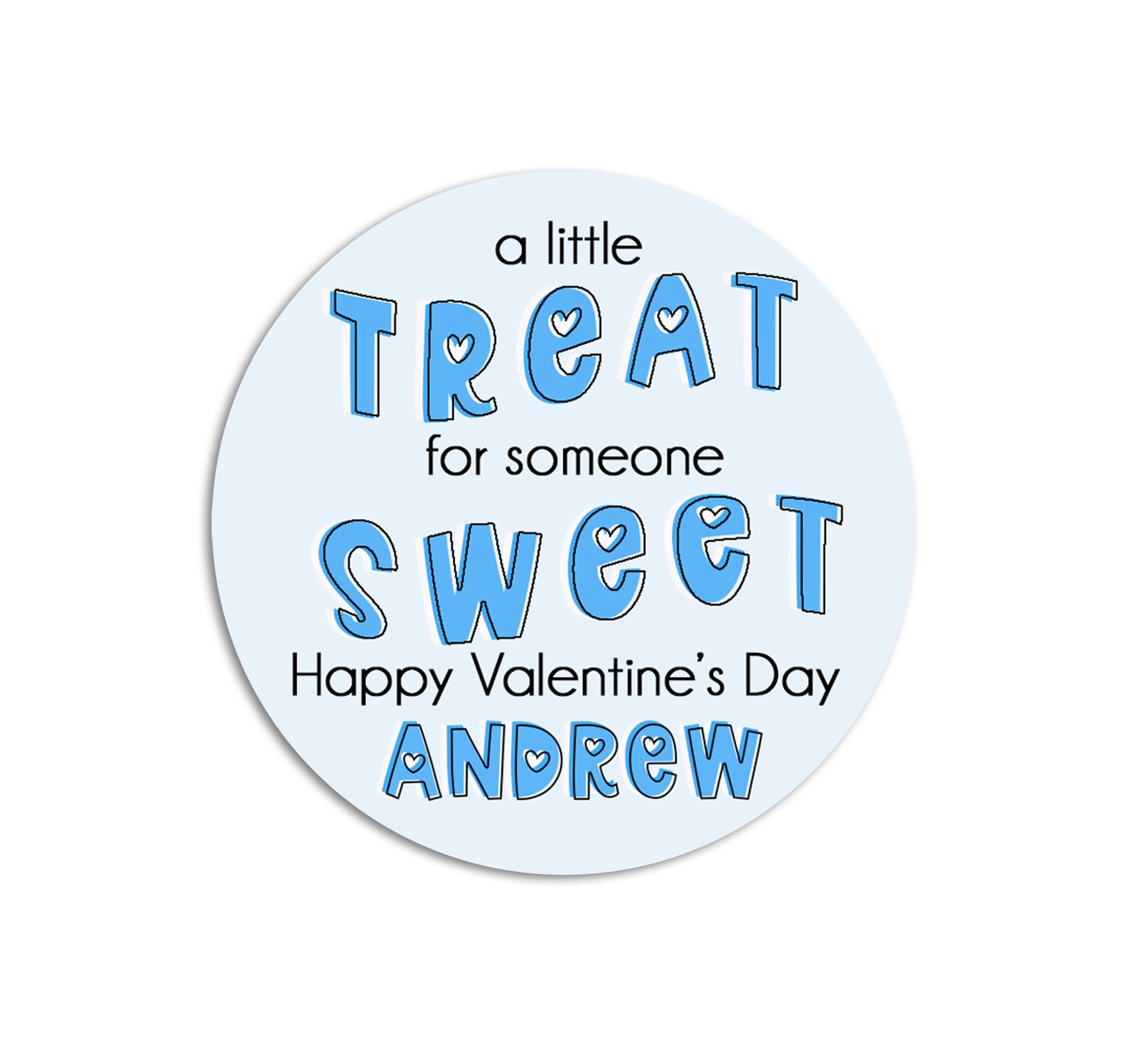 A Little Treat For Someone Sweet Valentines Day Stickers - Personalized Valentine Round Sticker Labels - Classroom Valentines for School