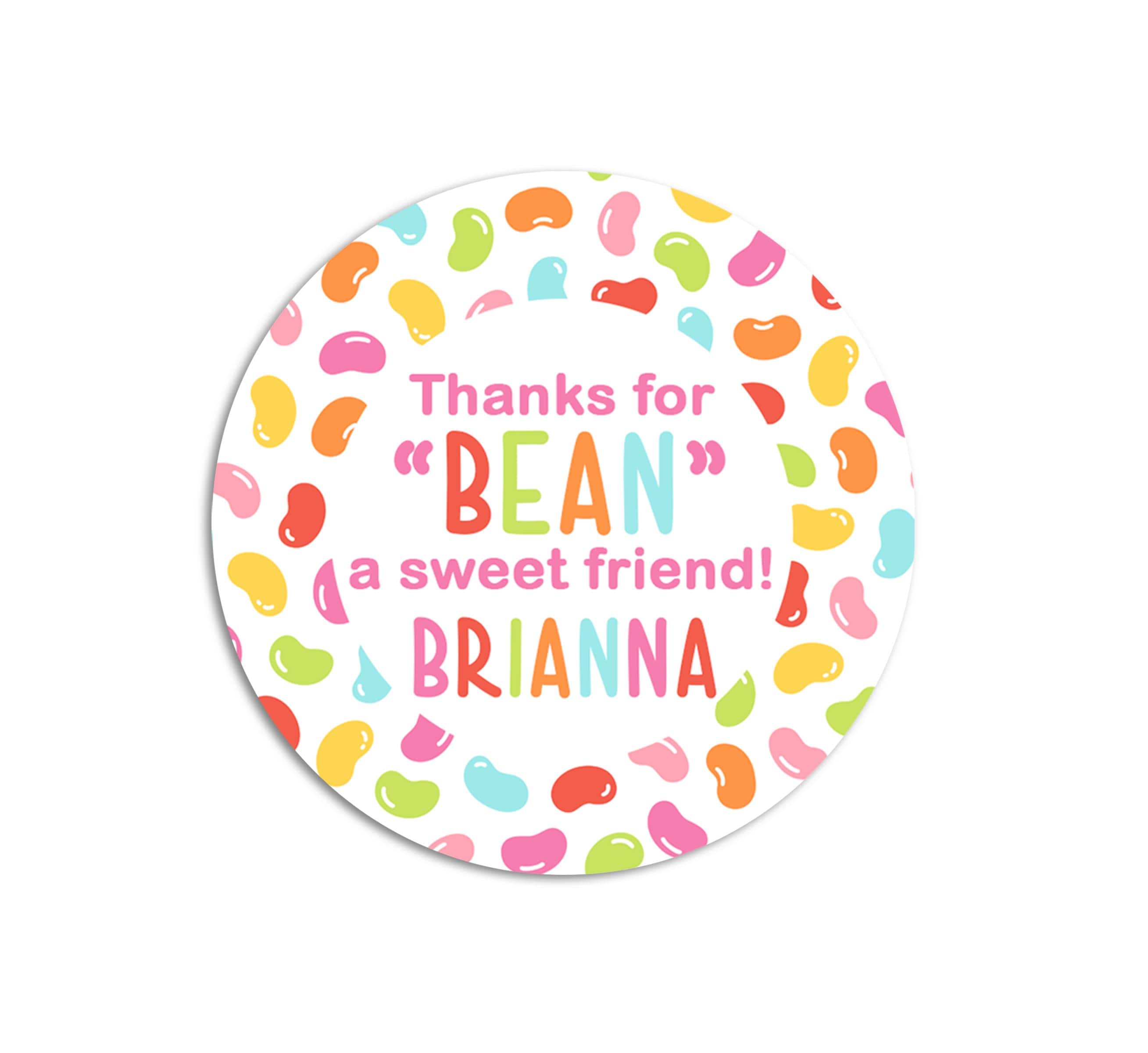 Thanks for Bean a Sweet Friend Valentines Day Stickers - Personalized Valentine Round Sticker Labels - Classroom Valentines for School