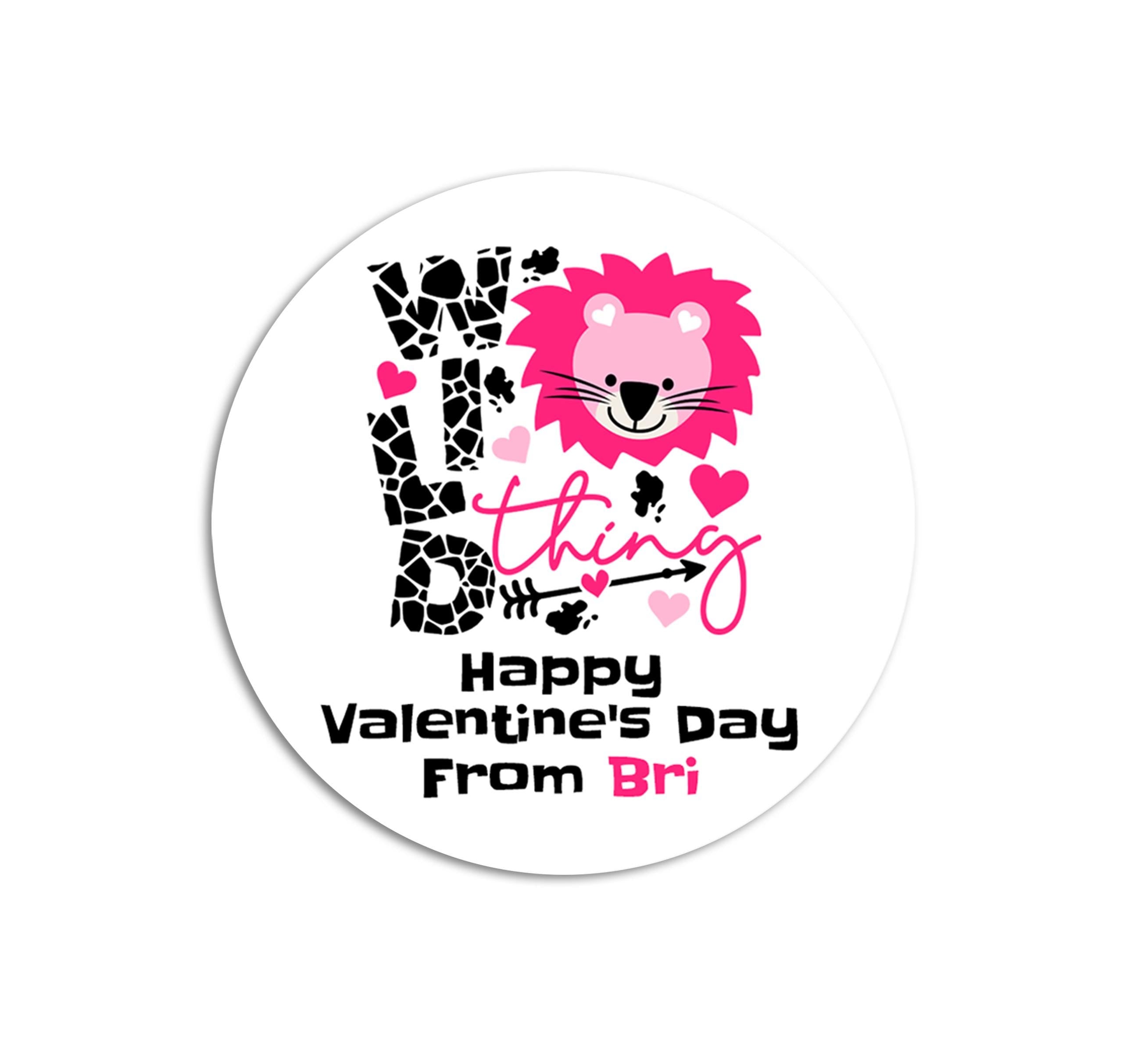 Wild Thing Valentines Day Stickers - Personalized Valentine Round Sticker Labels - Classroom Valentines for School