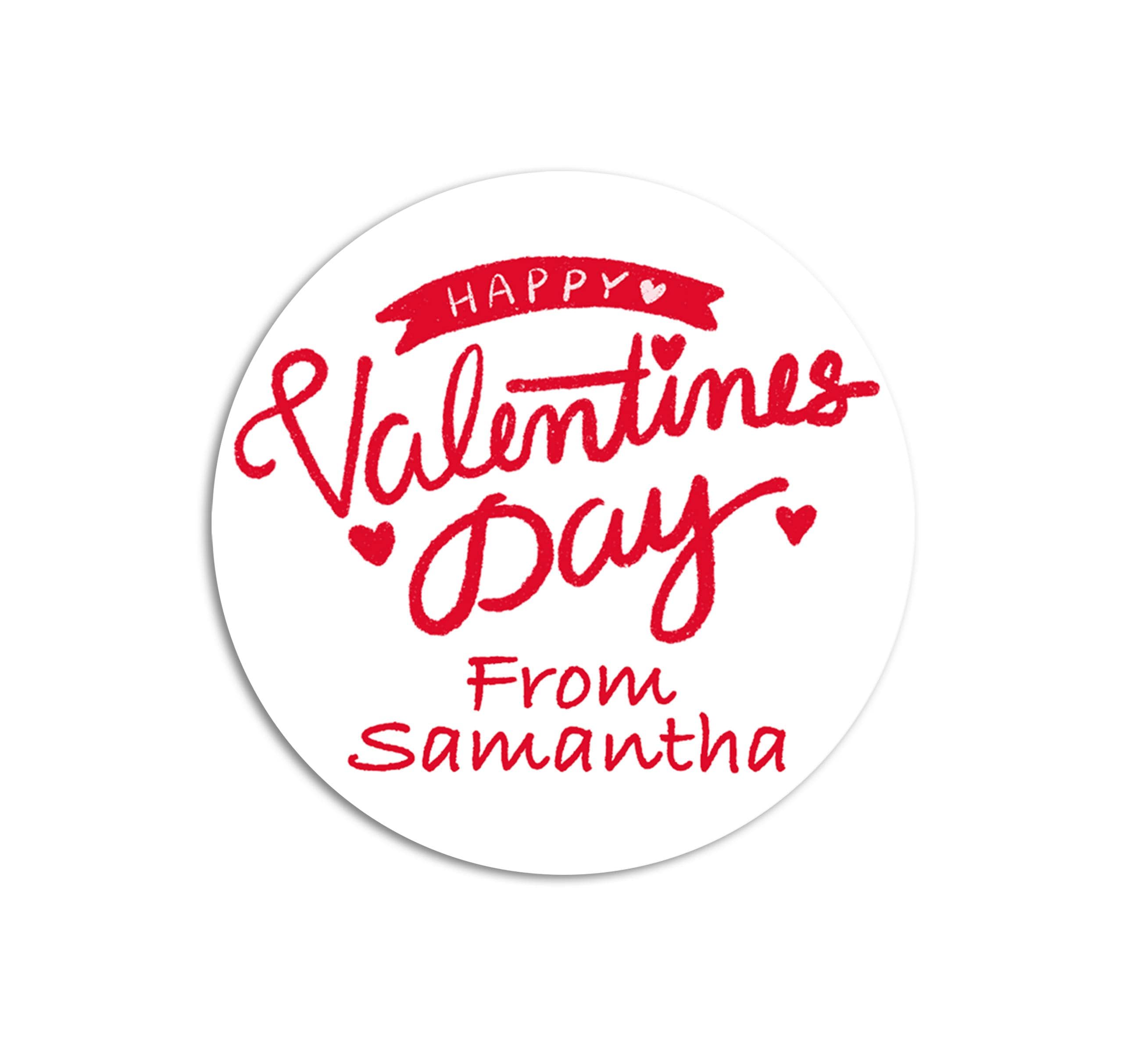Happy Valentine's Day Stickers - Personalized Valentine Round Sticker Labels - Classroom Valentines for School