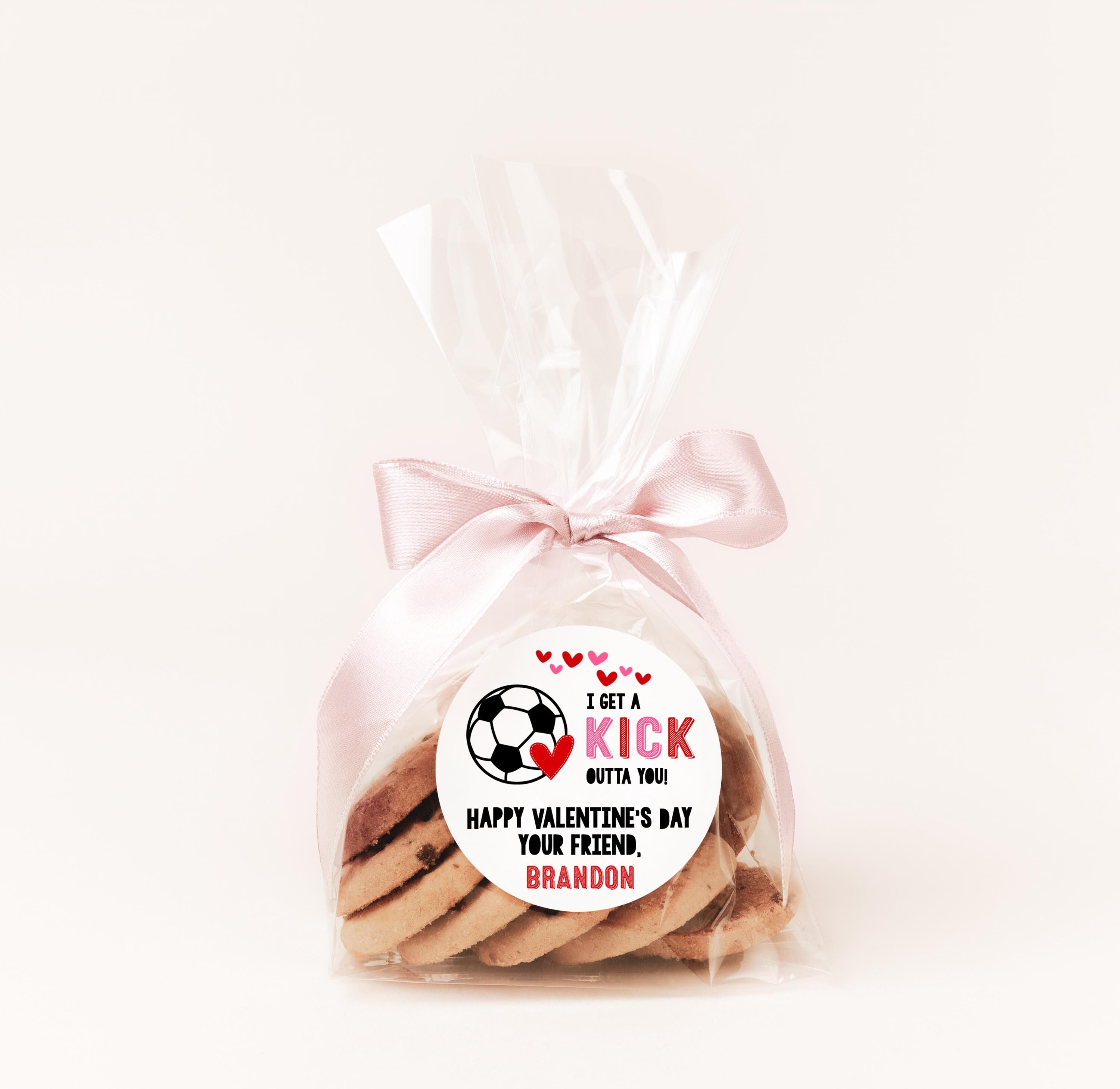 Personalized Soccer Valentine Stickers - Round Labels for School