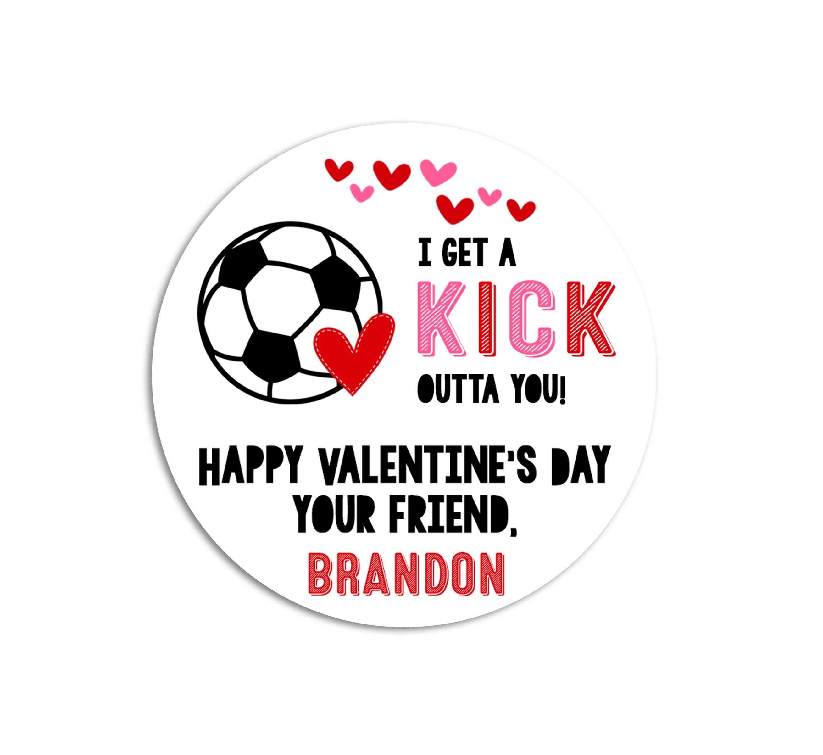 Personalized Soccer Valentine Stickers - Round Labels for School