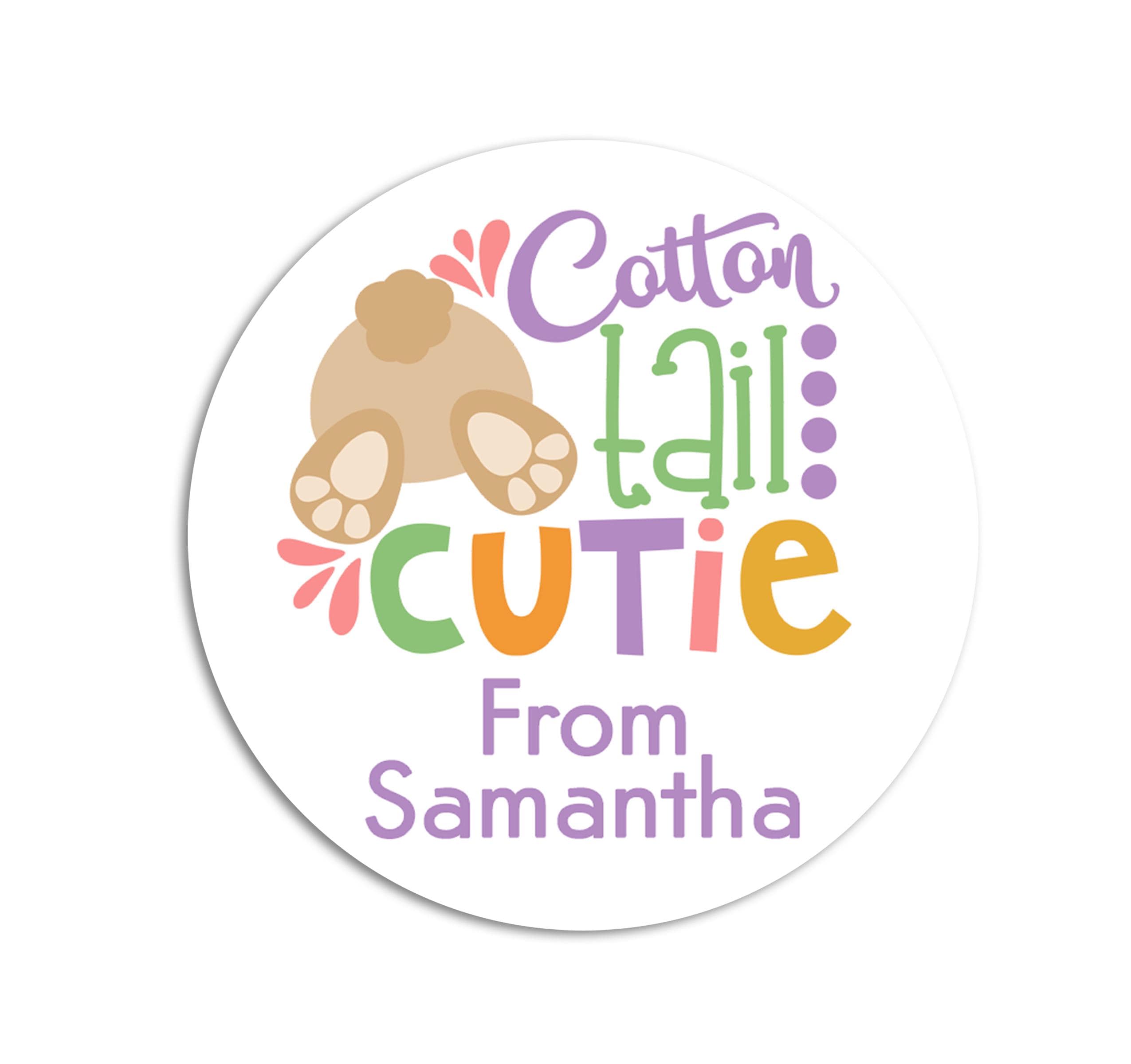 Easter Stickers, Cotton Tail Cutie, Personalized Easter Stickers, Kids Easter Treat Bags, Easter Labels for Favors, Easter Classroom