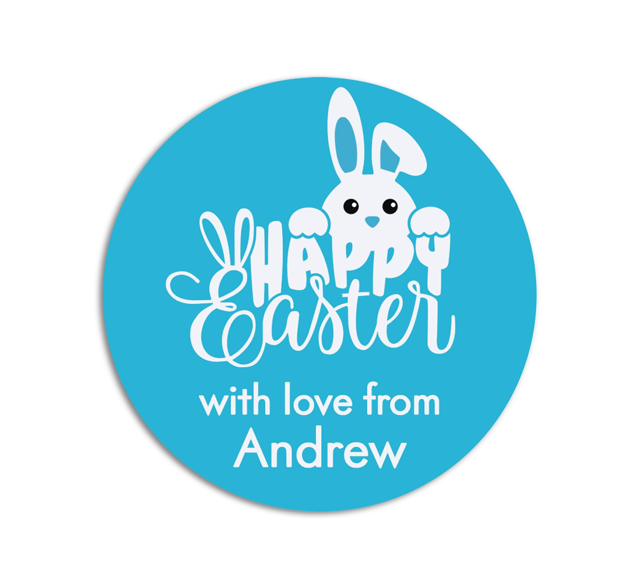 Easter Stickers, Happy Easter Blue Bunny, Personalized Easter Stickers, Kids Easter Treat Bags, Easter Labels for Favors, Easter Classroom