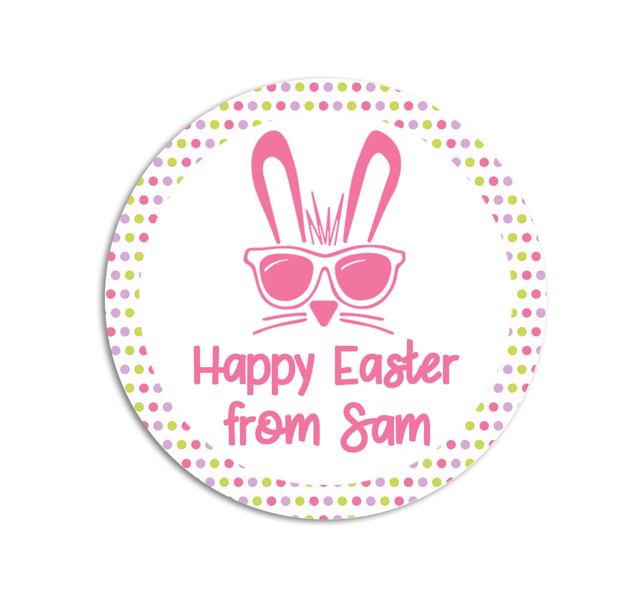 Easter Stickers, Bunny with Shades Pink, Personalized Easter Stickers, Kids Easter Treat Bags, Easter Labels for Favors, Easter Classroom
