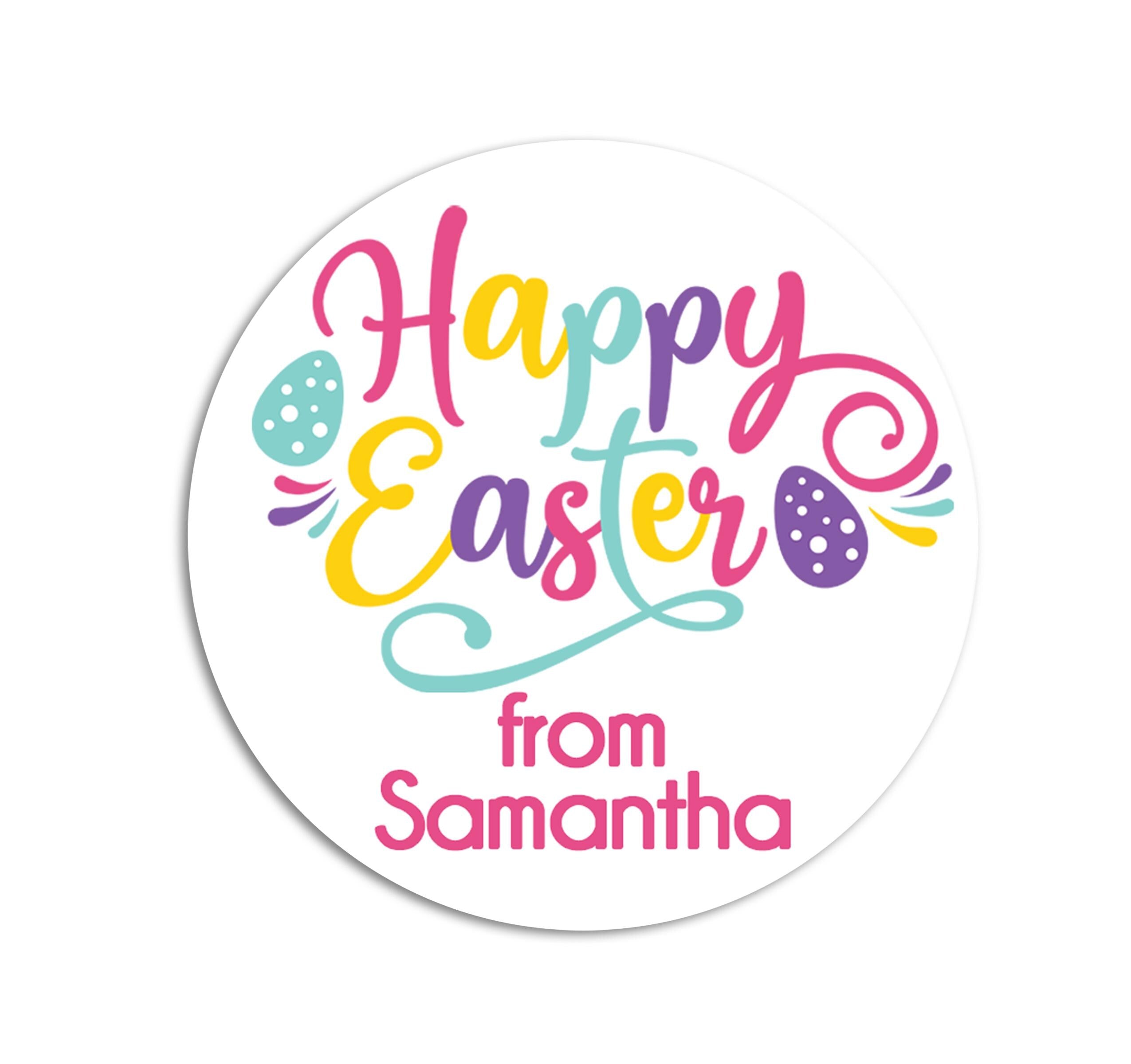 Easter Stickers, Colorful Easter Eggs, Personalized Easter Stickers, Kids Easter Treat Bags, Easter Labels for Favors, Easter Classroom