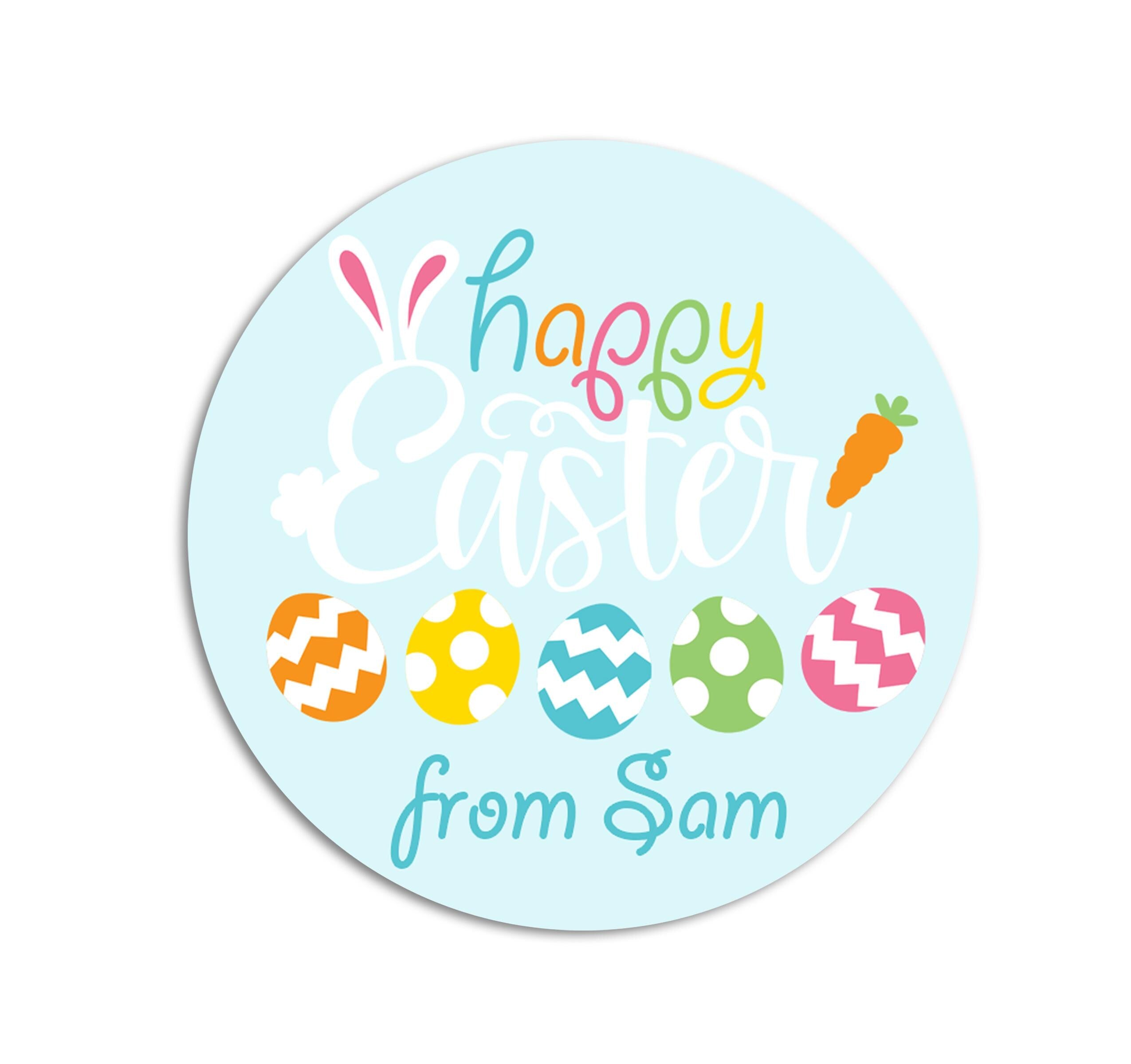 Easter Stickers, Blue Bunny Easter Eggs, Personalized Easter Stickers, Kids Easter Treat Bags, Easter Labels for Favors, Easter Classroom
