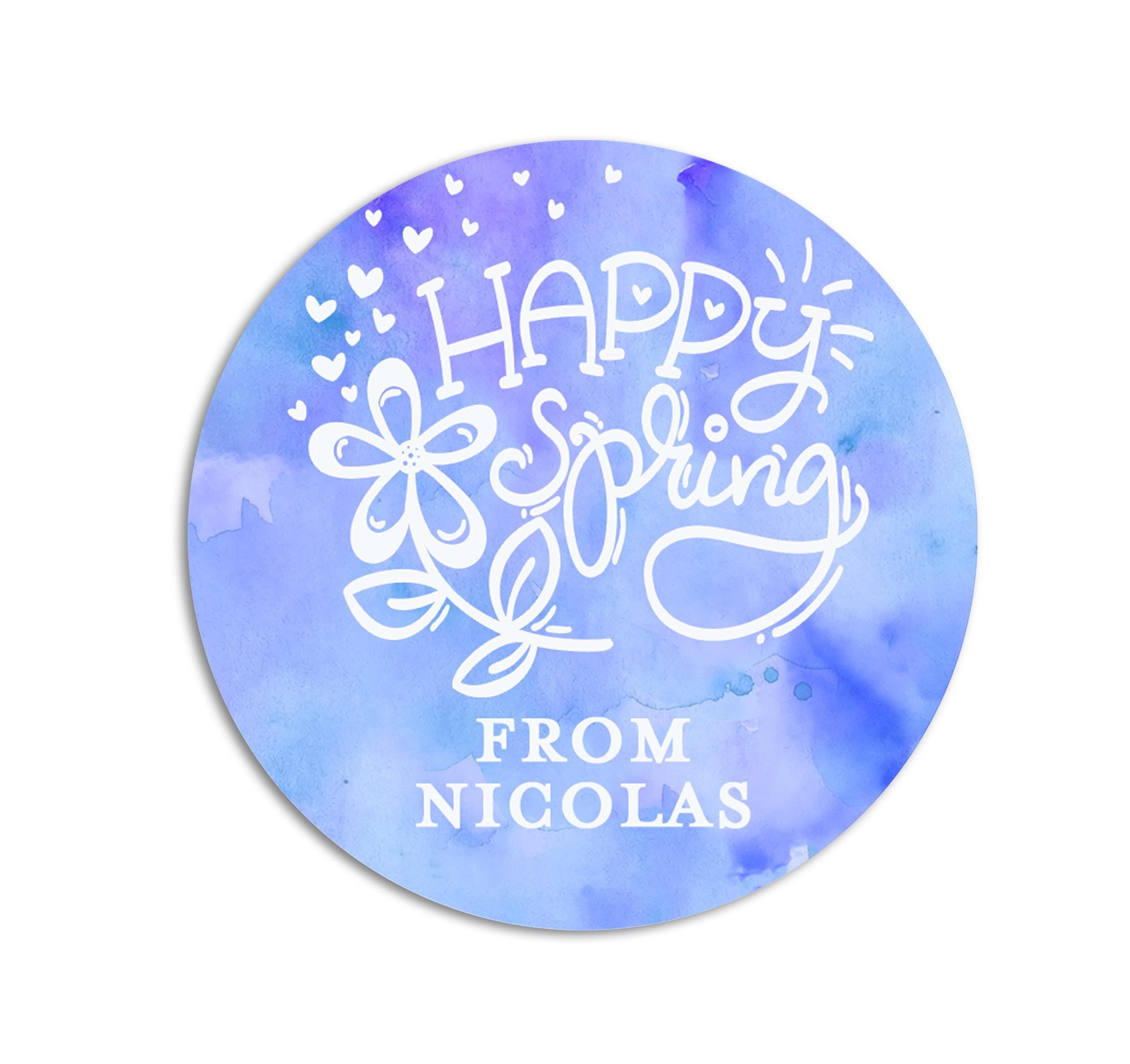Easter Stickers, Happy Spring Blue, Personalized Easter Stickers, Kids Easter Treat Bags, Easter Labels for Favors, Easter Classroom
