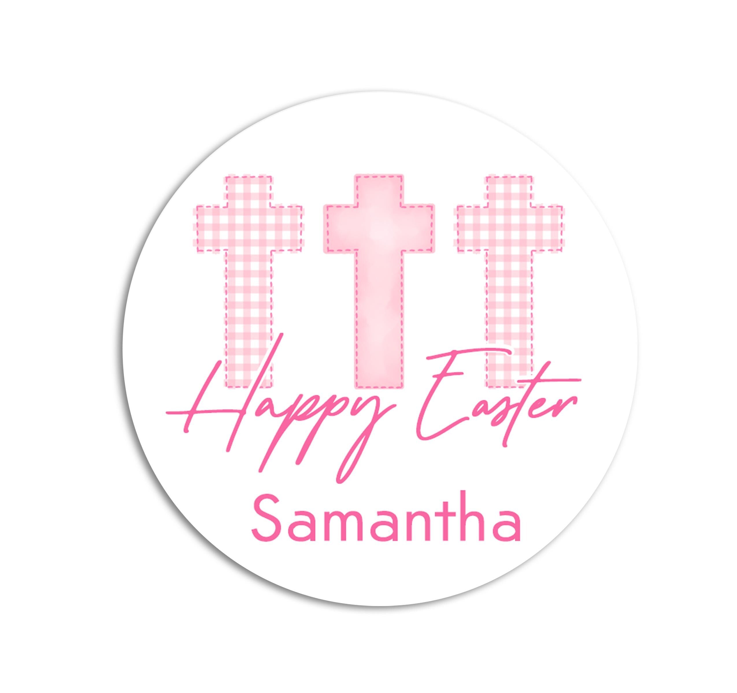 Easter Stickers, Cross Pink, Personalized Easter Stickers, Kids Easter Treat Bags, Easter Labels for Favors, Easter Classroom