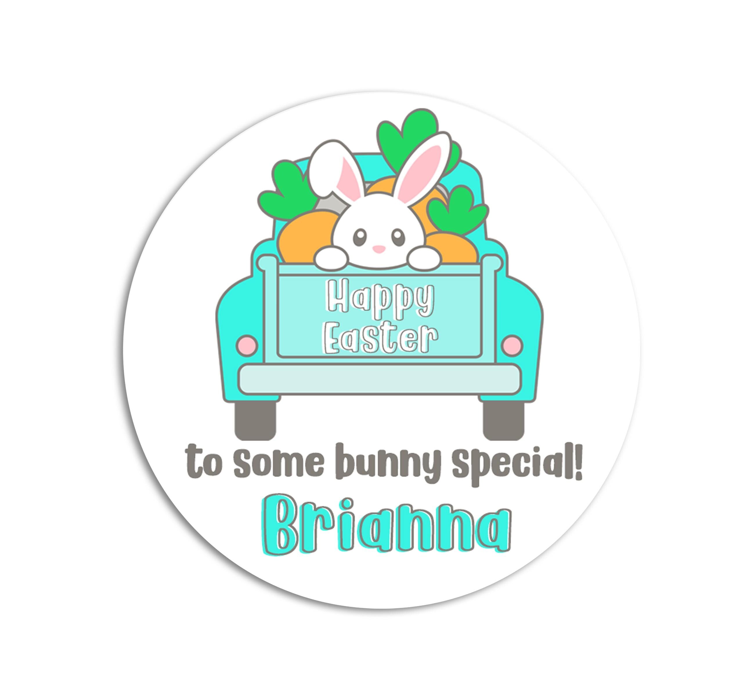 Easter Stickers, Bunny pick up truck, Personalized Easter Stickers, Kids Easter Treat Bags, Easter Labels for Favors, Easter Classroom