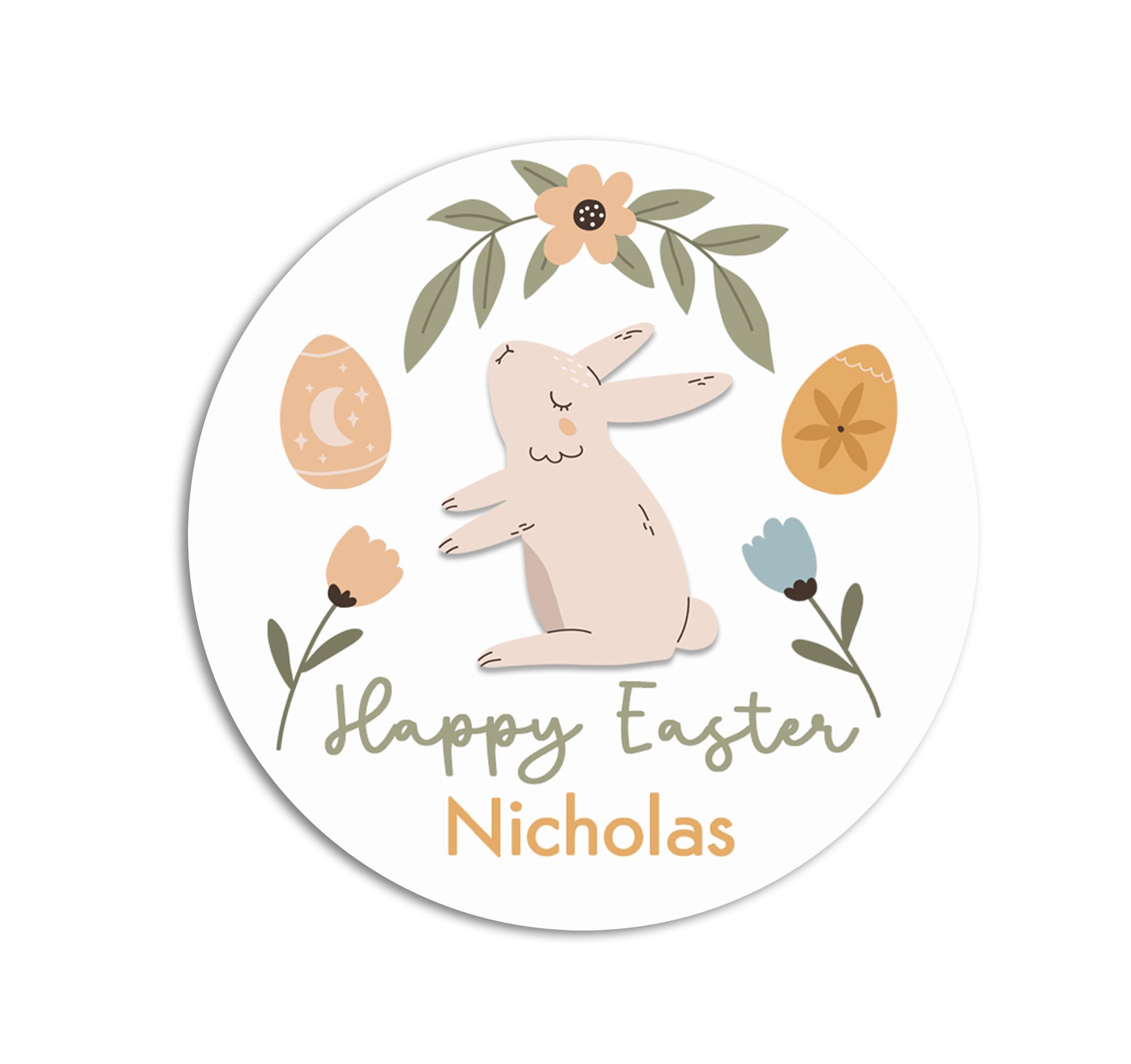 Easter Stickers, Boho Easter Bunny Floral, Personalized Easter Stickers, Kids Easter Treat Bag, Easter Labels for Favors, Easter Classroom