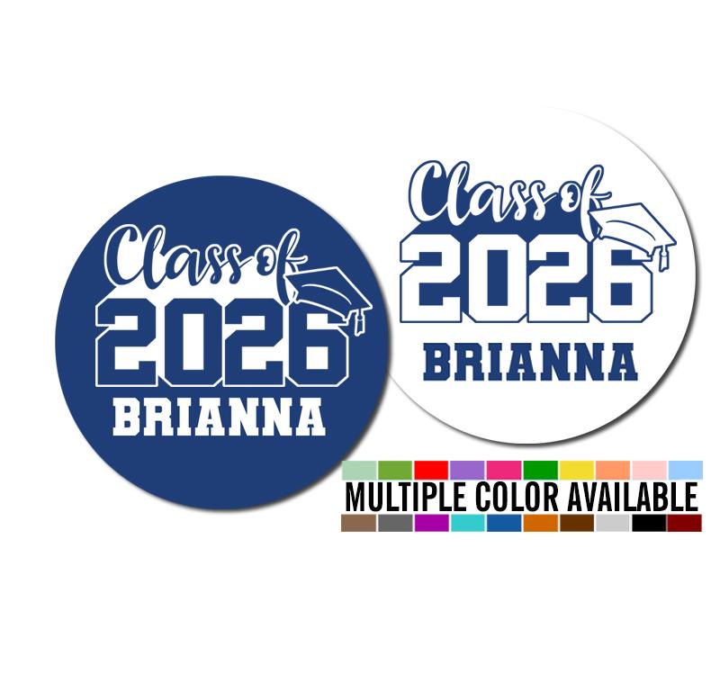 Class of 2026 Graduation Stickers Personalized, Custom Graduation Party Favor Round Labels, Grad Envelope Seal, Thank You Graduation Sticker