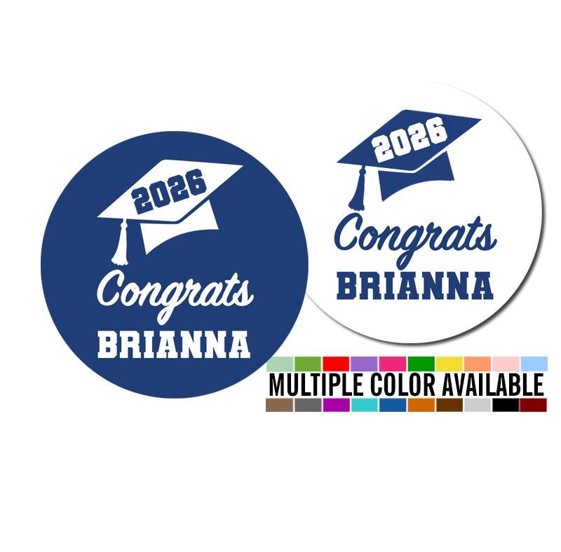Personalized Graduation Stickers | Class of 2026 Party Favor Labels