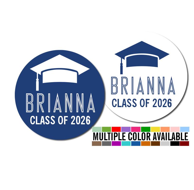 Personalized Graduation Stickers, Class of 2026, Grad Party Favor Labels