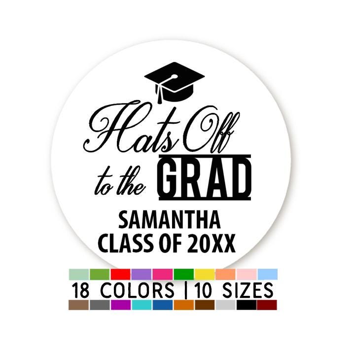 Hats Of To The Grad Stickers, Grad Cap Personalized Labels, Class of 2026
