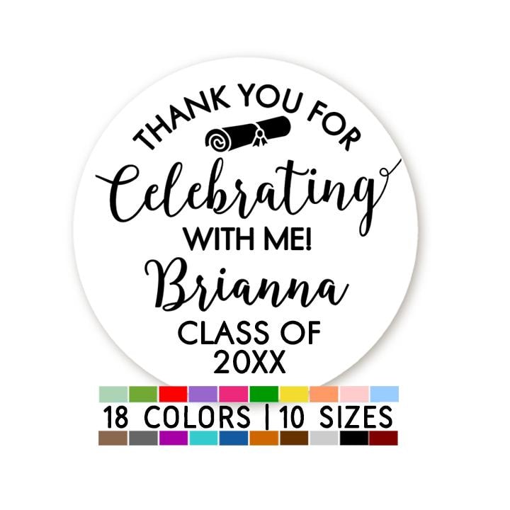 Thanks for celebrating Grad Stickers, Graduation Party Thank You Labels, Class of 2026