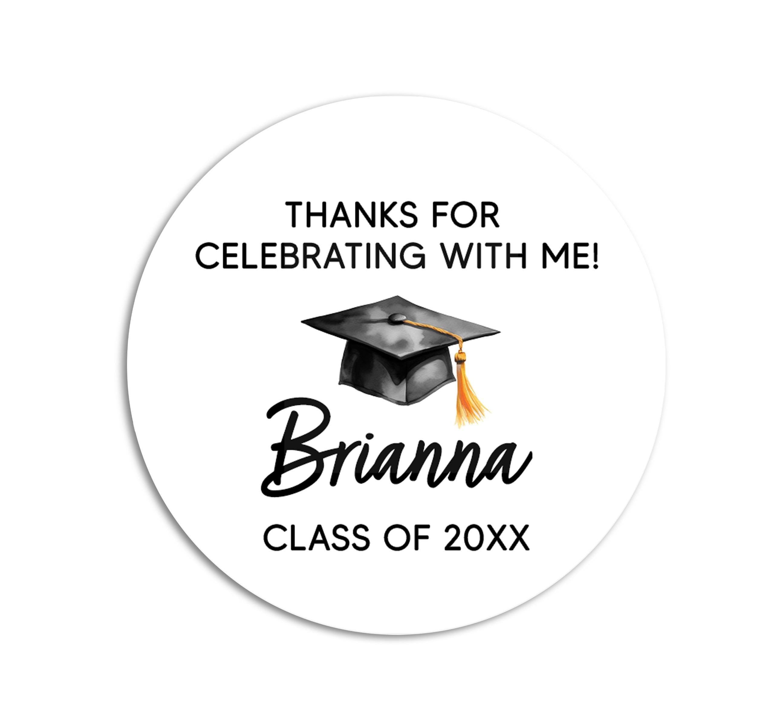 Congrats Grad Personalized Stickers, Class of 2026 Graduation Party Thank You Labels