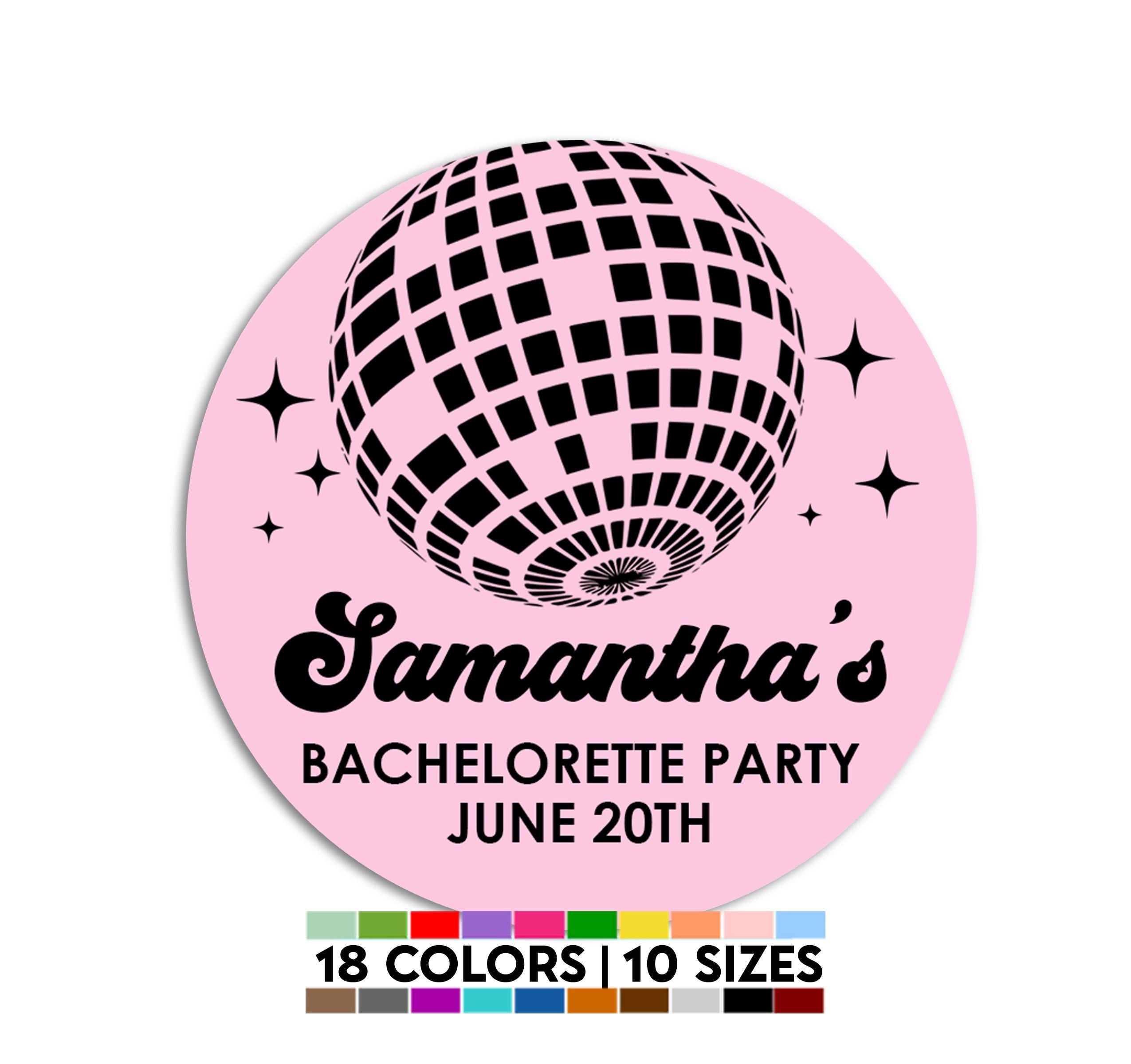 Disco Ball Bachelorette Stickers, Personalized Disco Last Fling Round Labels, Any Age Groovy Party Favor