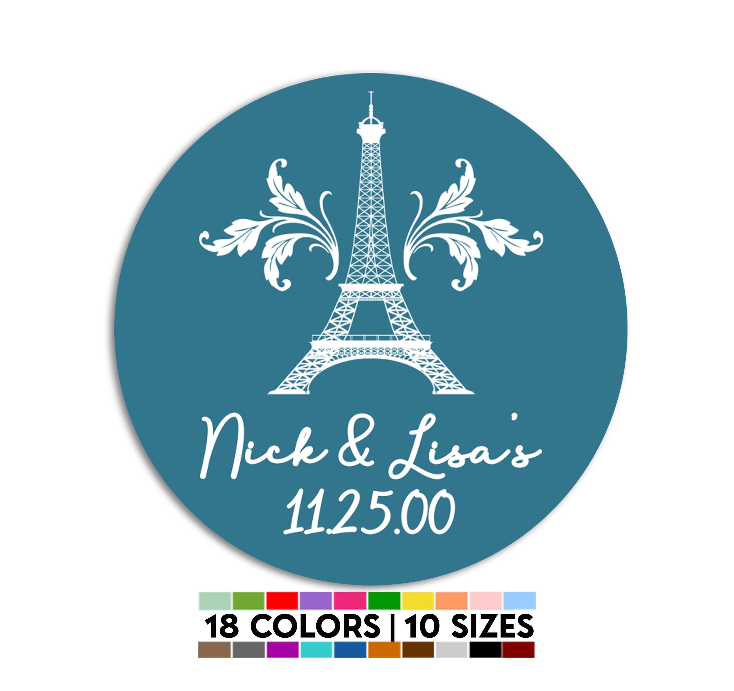 Eiffel Tower Bridal Shower Stickers, Personalized Wedding Favor Labels