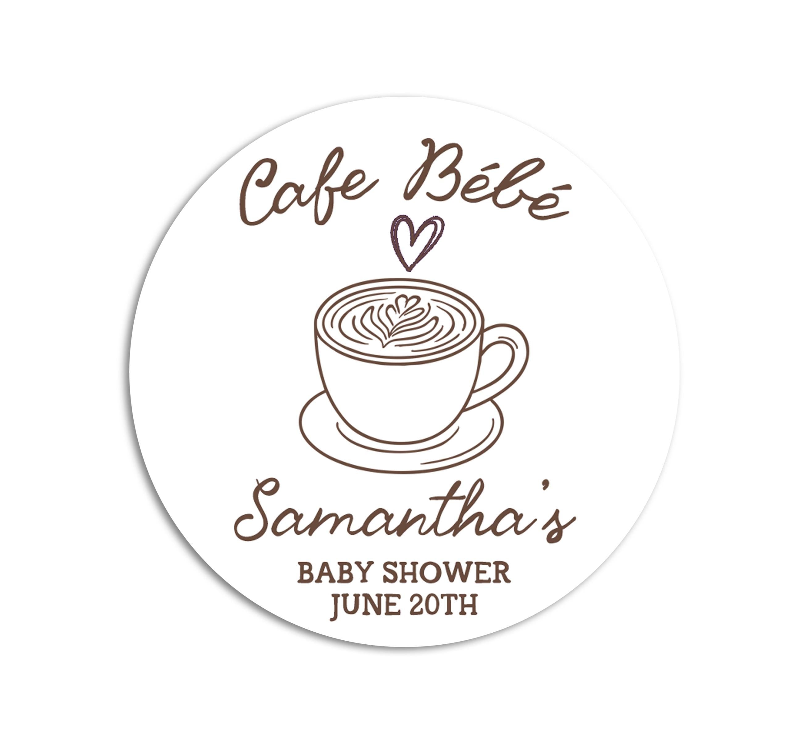 Cafe Bebe Baby Shower Stickers, Coffee Bar Labels, A Baby is Brewing Favors