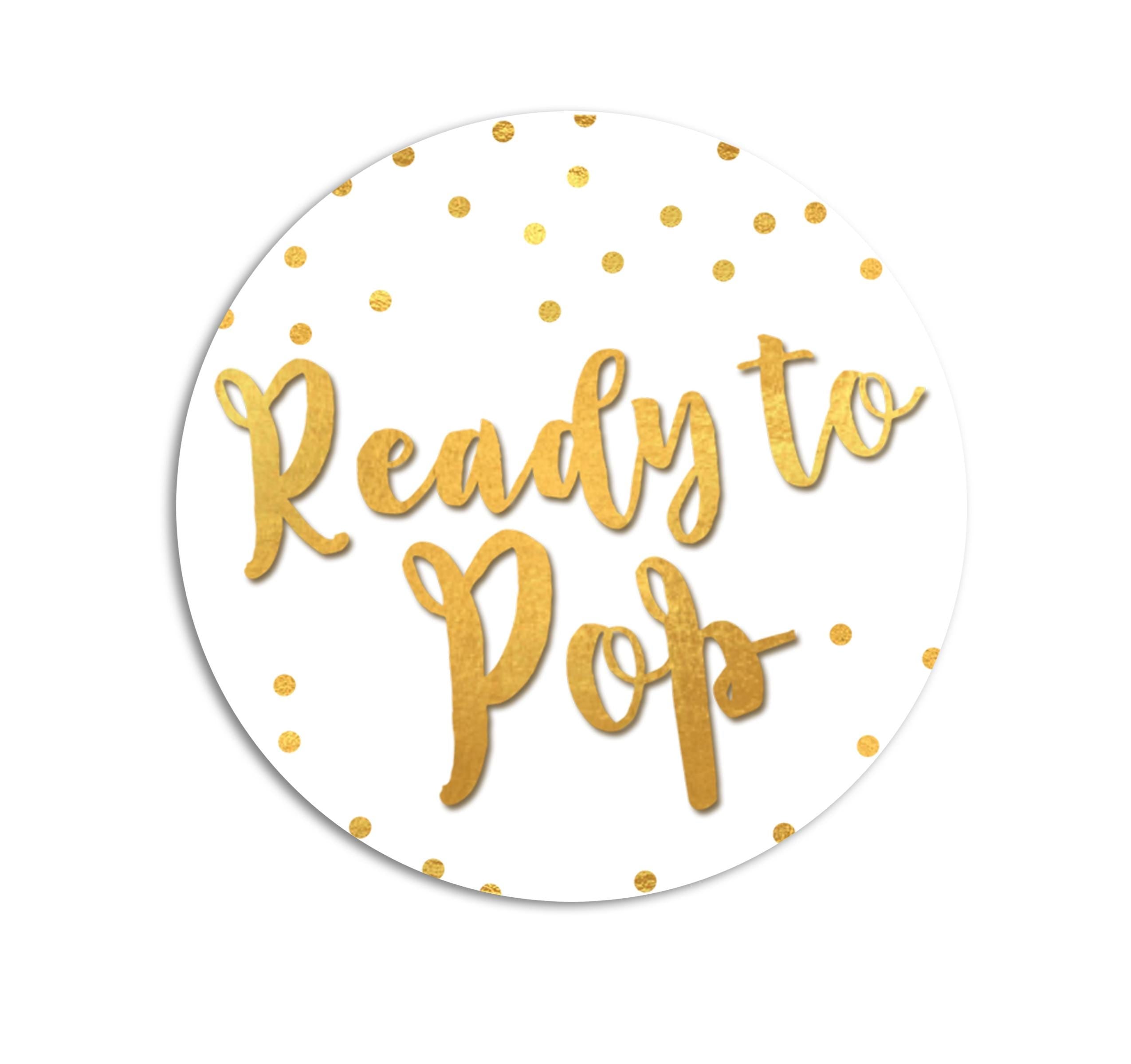Ready To Pop Baby Stickers, White Gold Baby Shower Labels