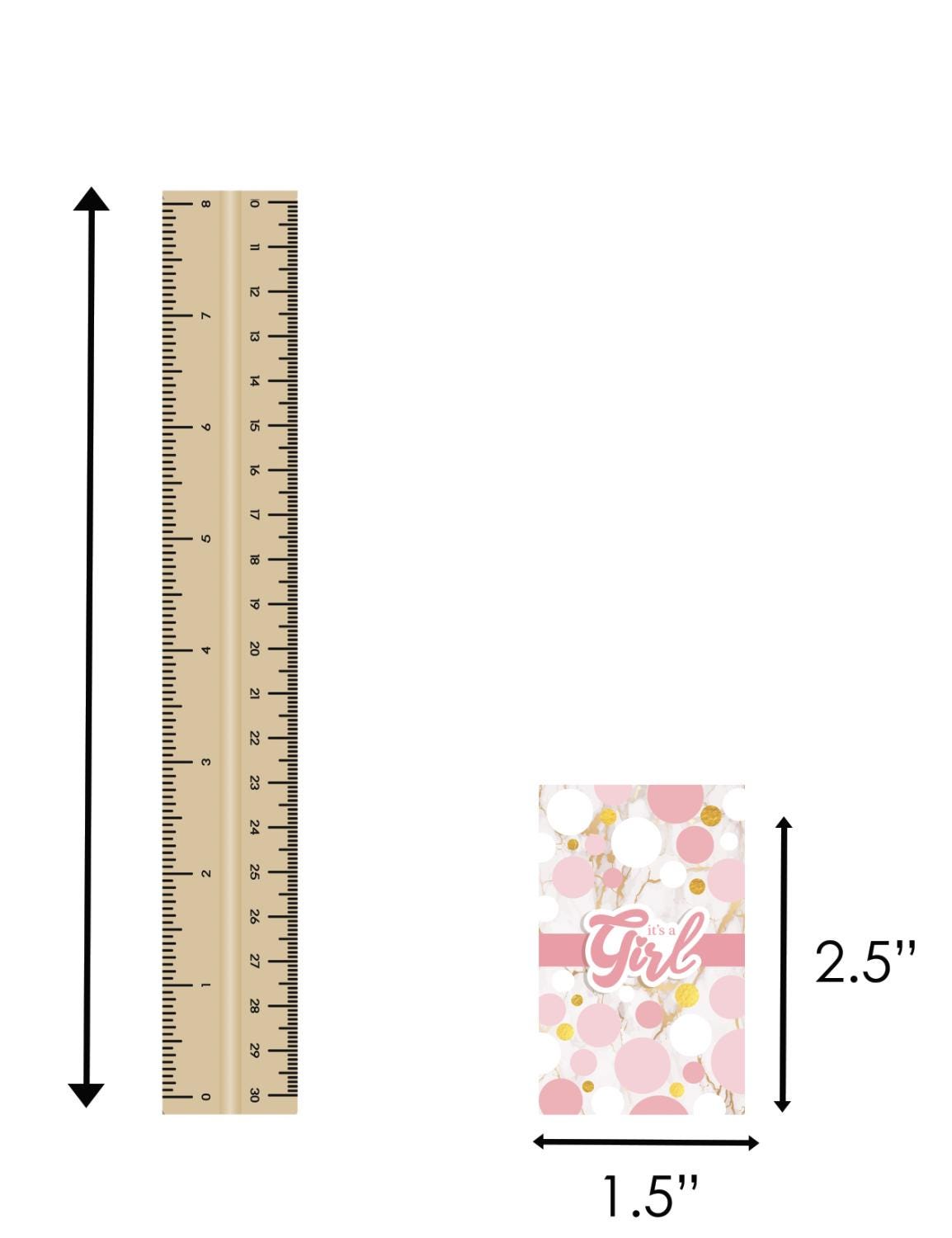 It's A Girl Mini Chocolate Bar Stickers, Pink Gold Baby Shower Candy Labels - 54 Ct