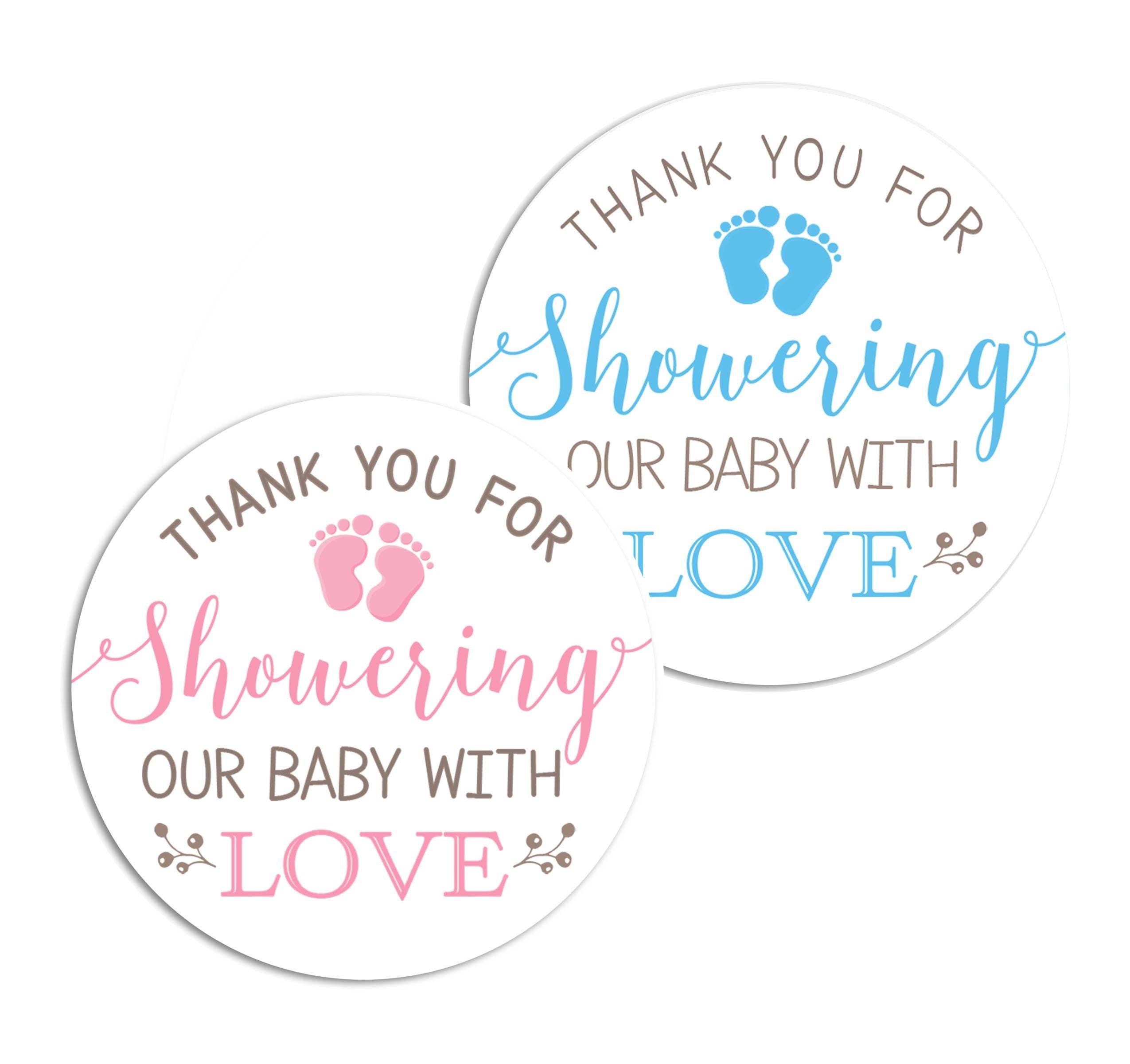 Thank You For Showering Our Baby With Love, Personalized Round Baby Shower Stickers