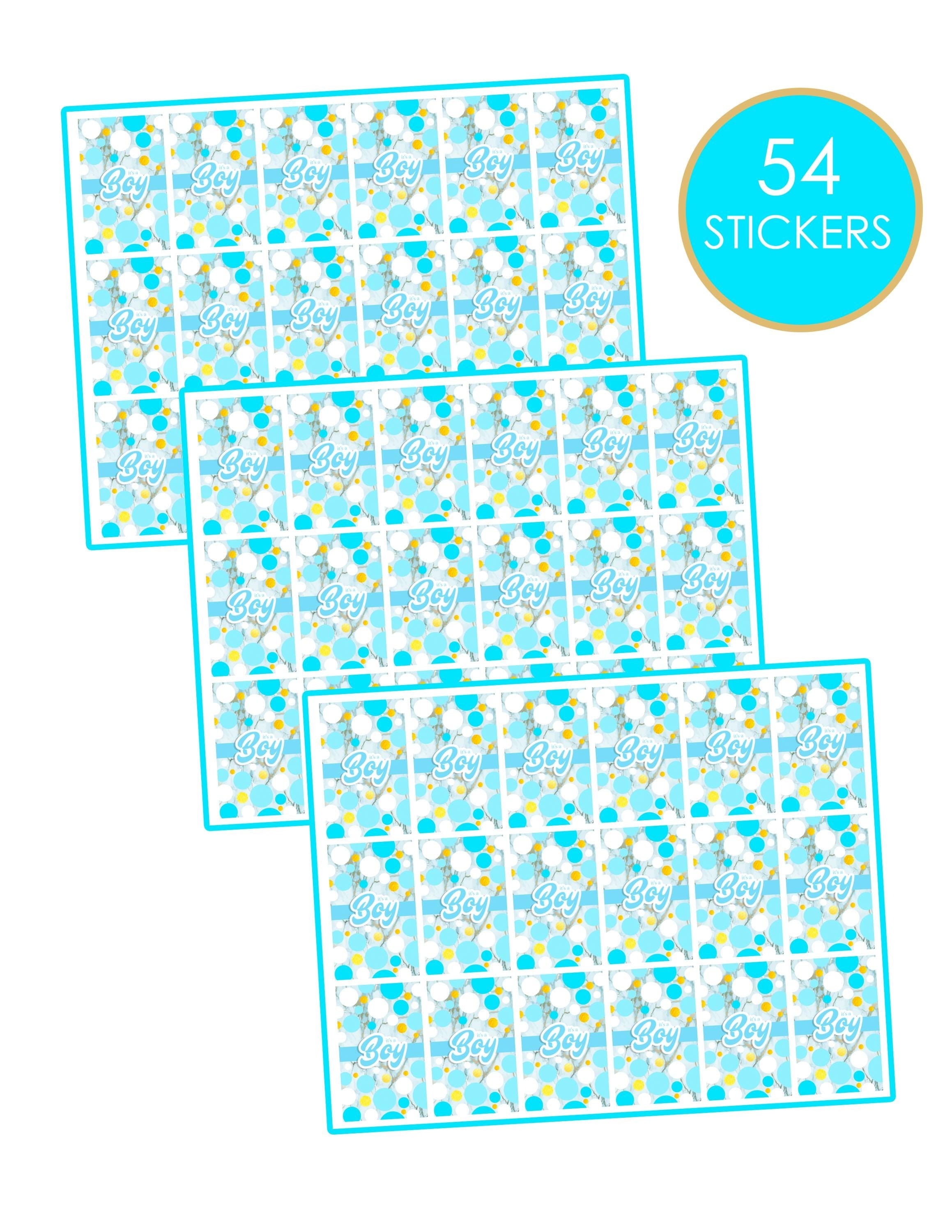 It's A Boy Mini Chocolate Bar Stickers, Blue Gold Baby Shower Candy Labels - 54 Ct