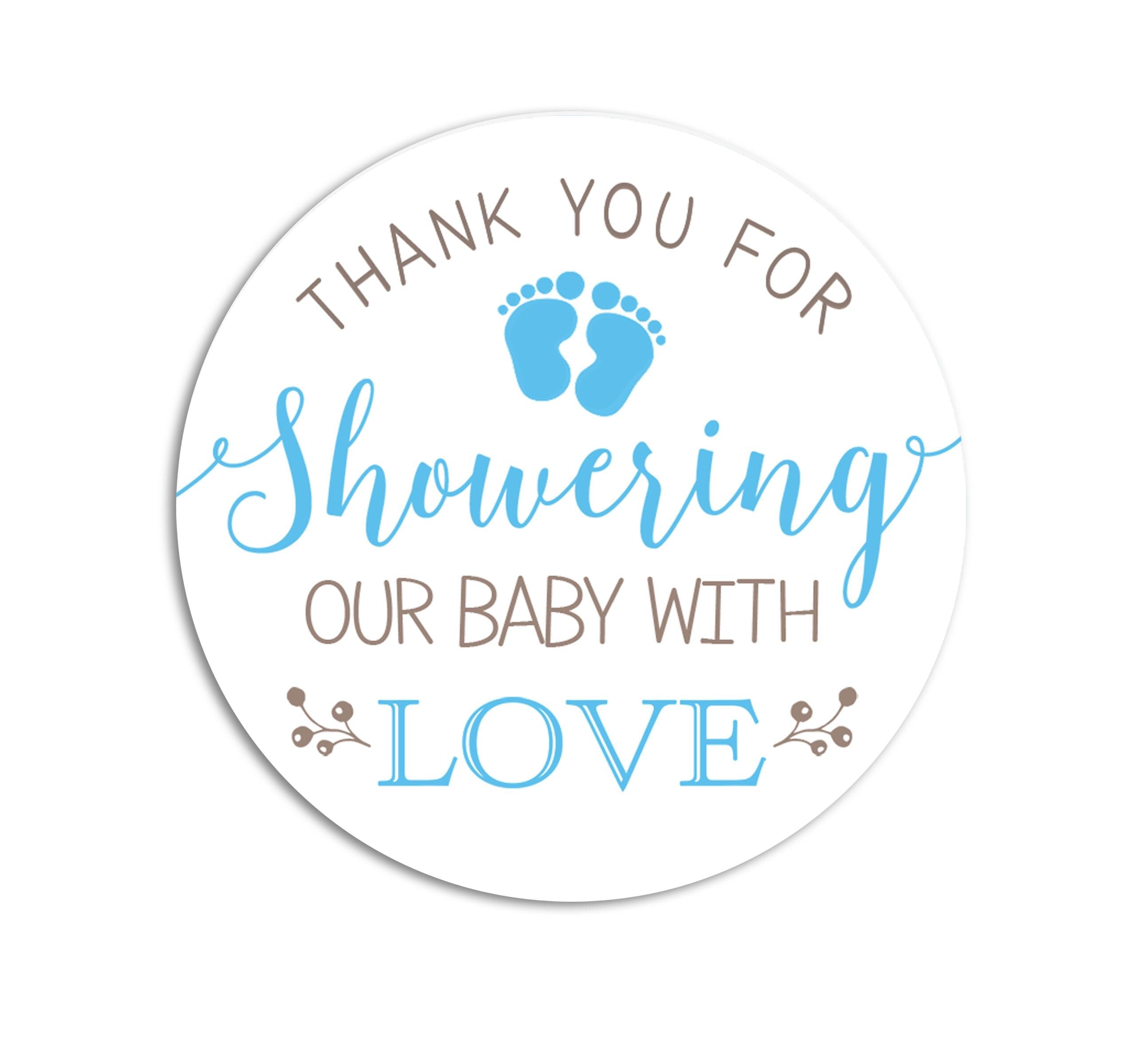 Thank You For Showering Our Baby With Love, Personalized Round Baby Shower Stickers