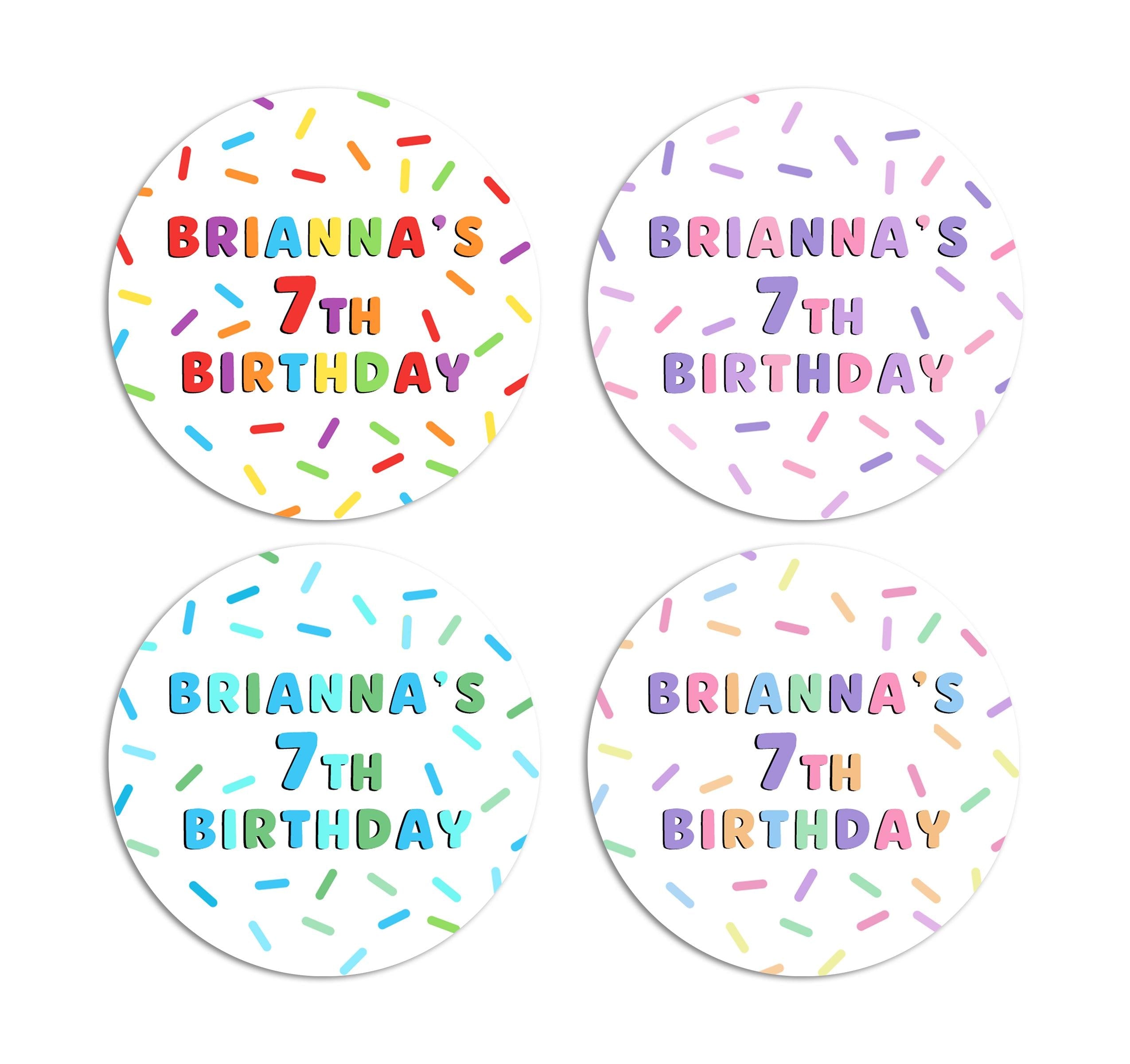Birthday Party Kid Stickers, Sprinkle Confetti Labels, Happy Birthday Favors