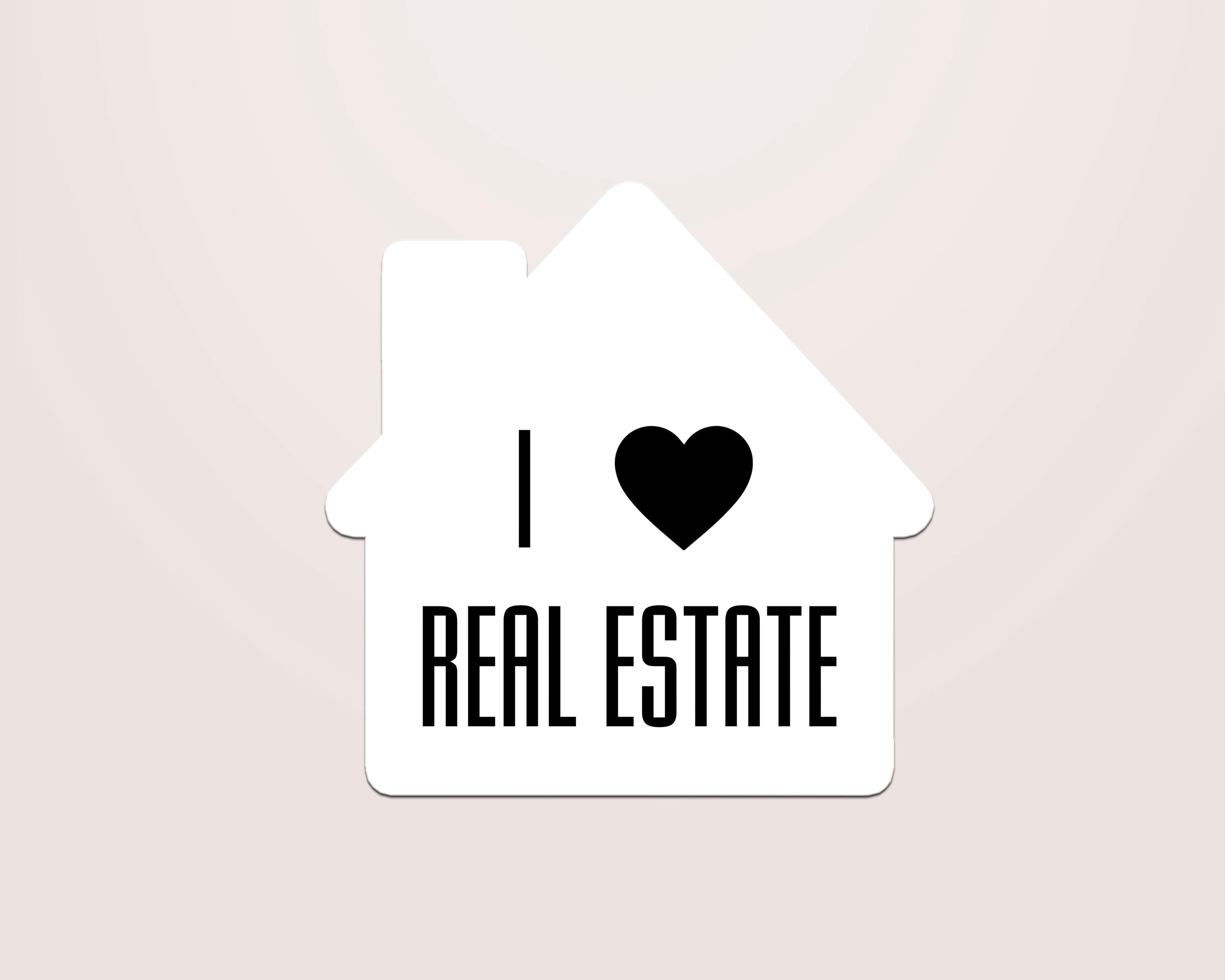 I Love Real Estate Stickers, House Shaped Labels, Realtor Closing Gifts