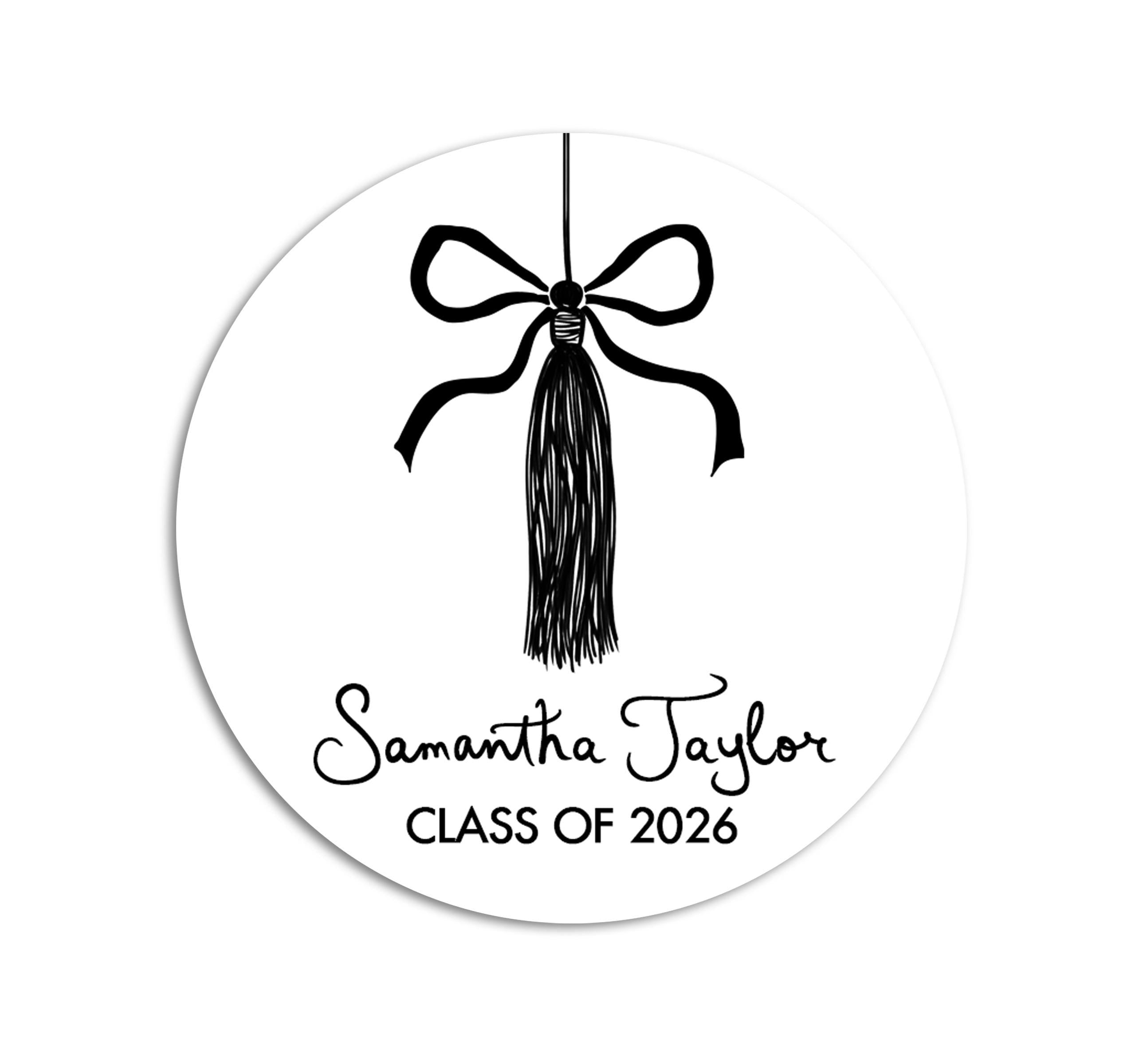 Personalized Graduation Stickers Class of 2026, Custom Tassel and Bow Labels, Grad Announcement Seals
