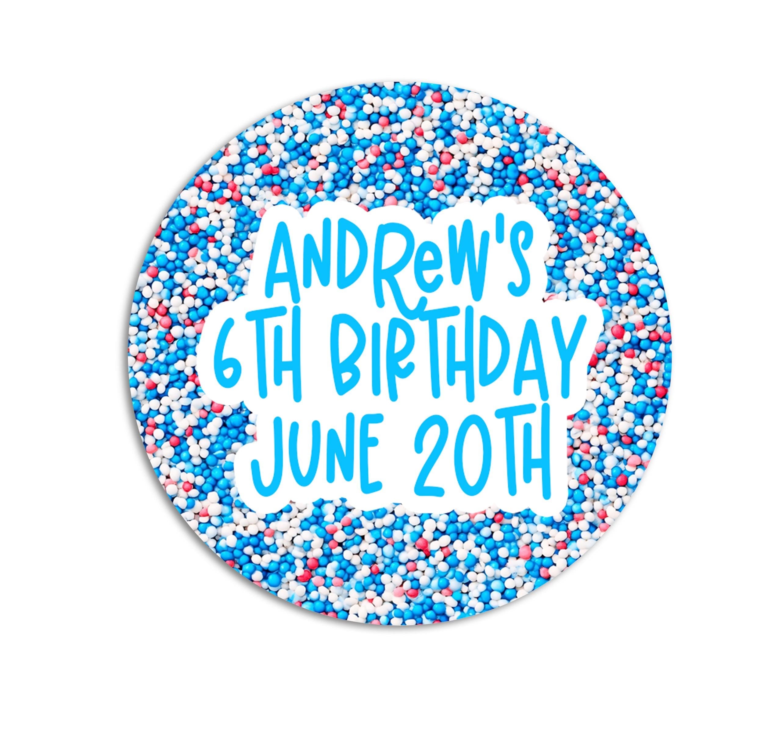 Birthday Party Kid Stickers, Colorful Sprinkle Confetti Labels, Happy Birthday Favors