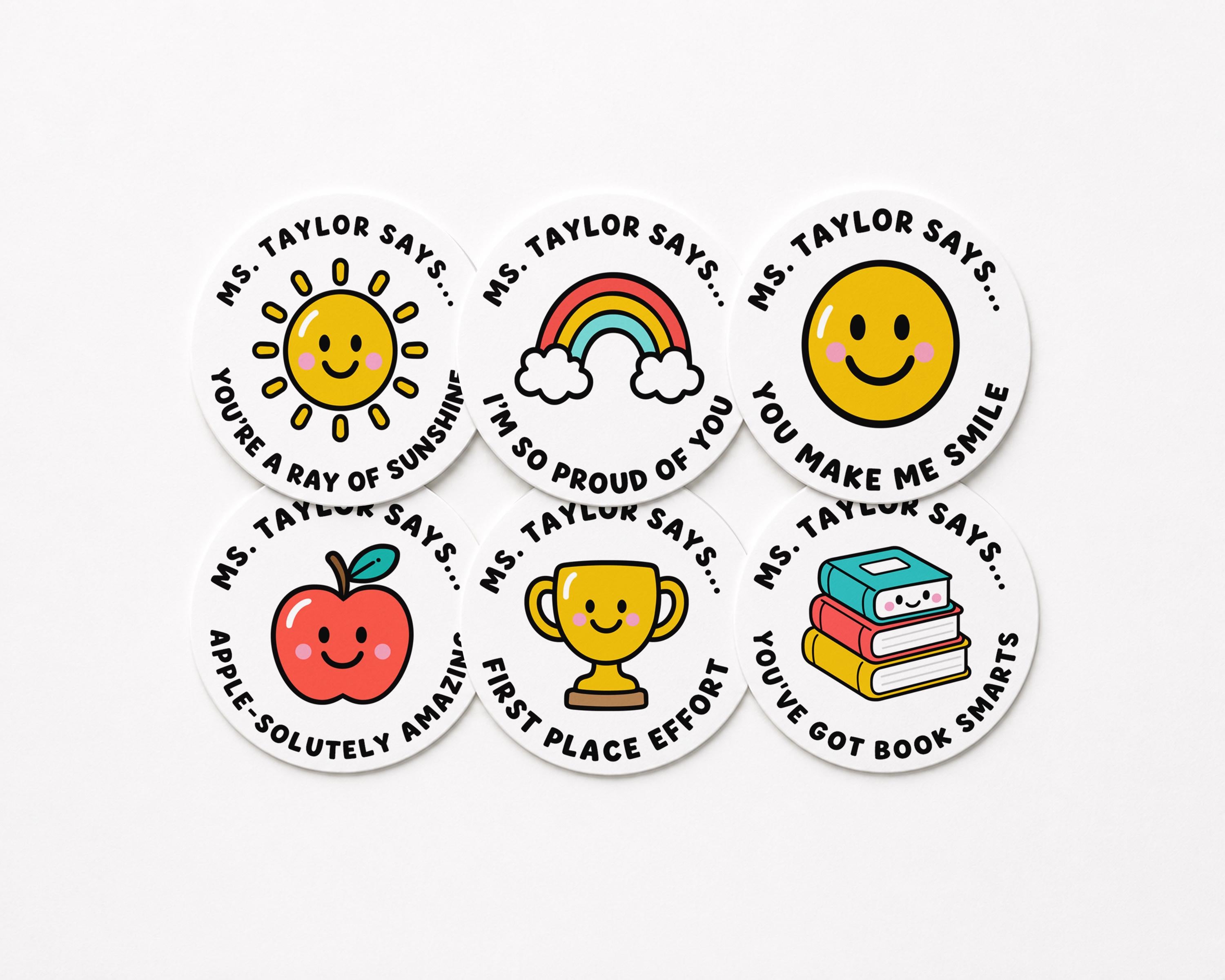 Personalized Teacher Reward Stickers, Custom Name Grading Labels, Elementary School Classroom Motivation Seals